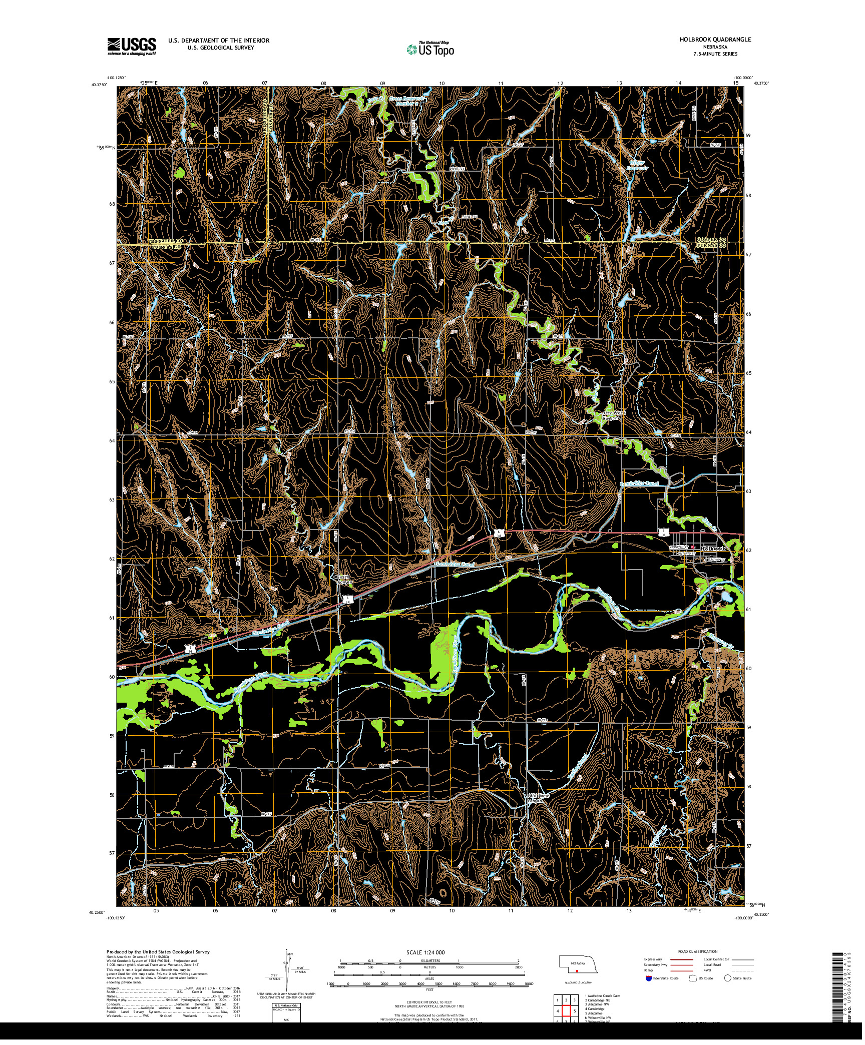 USGS US TOPO 7.5-MINUTE MAP FOR HOLBROOK, NE 2017