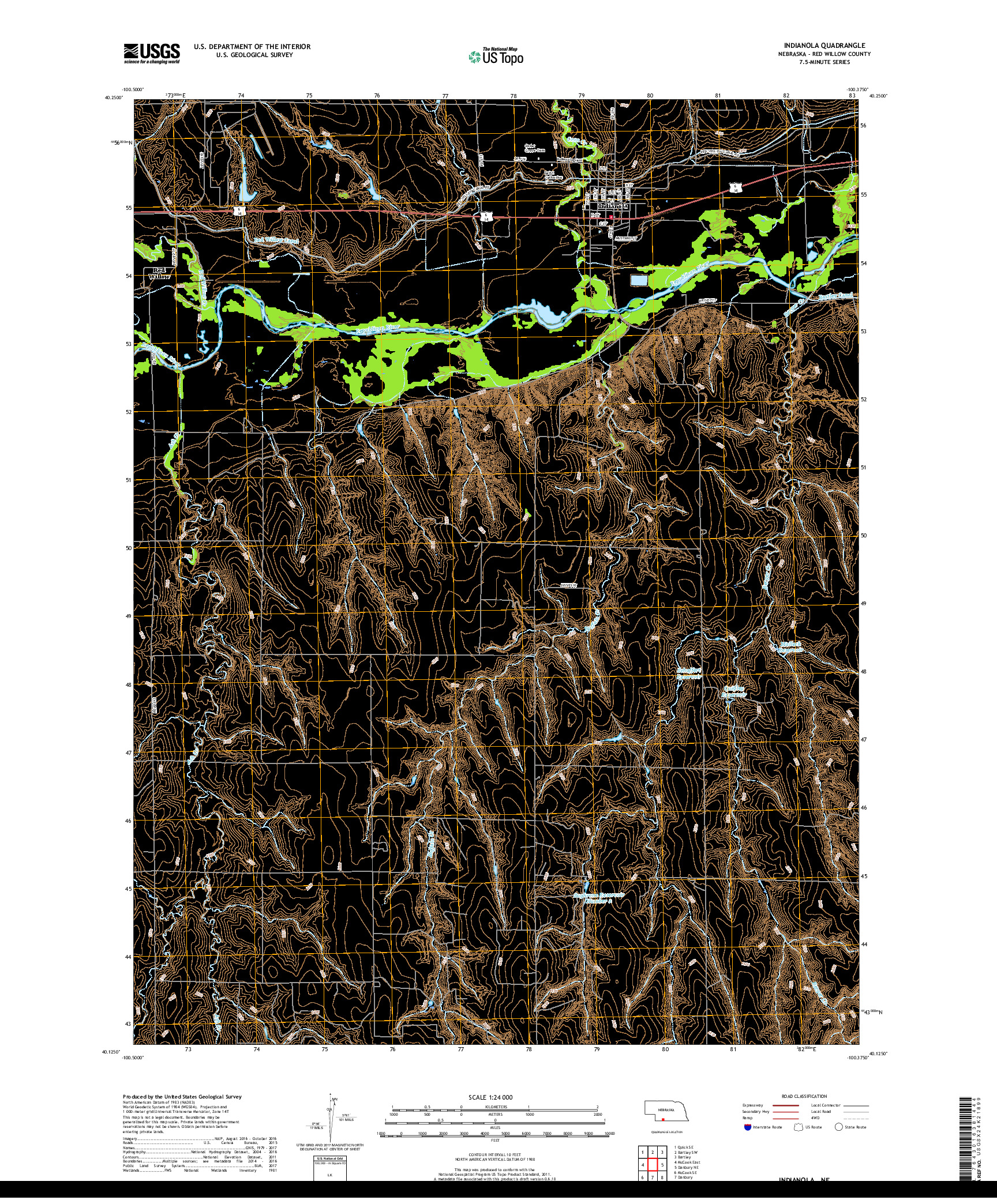 USGS US TOPO 7.5-MINUTE MAP FOR INDIANOLA, NE 2017