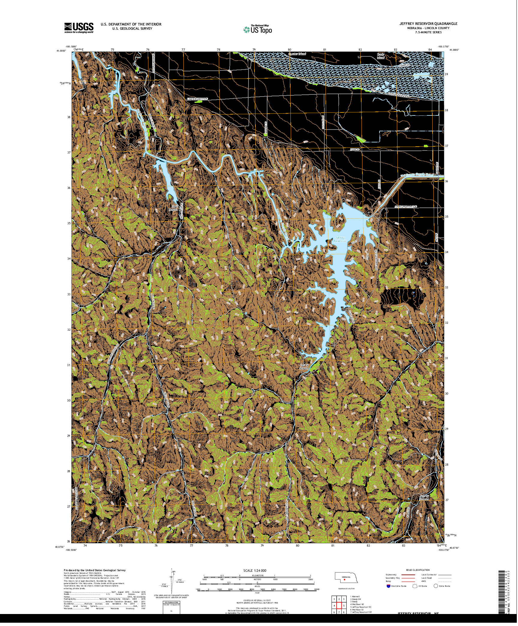 USGS US TOPO 7.5-MINUTE MAP FOR JEFFREY RESERVOIR, NE 2017