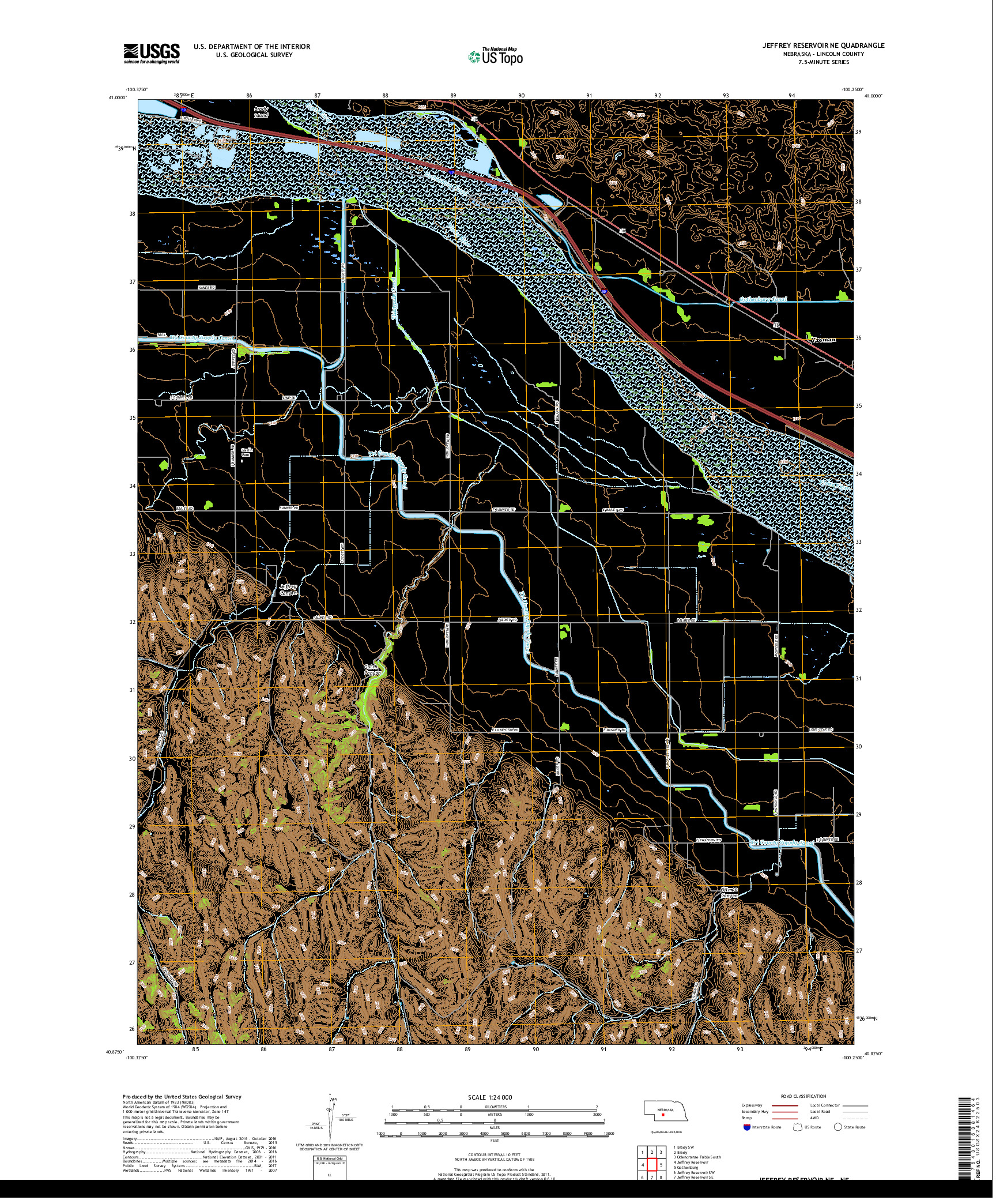 USGS US TOPO 7.5-MINUTE MAP FOR JEFFREY RESERVOIR NE, NE 2017