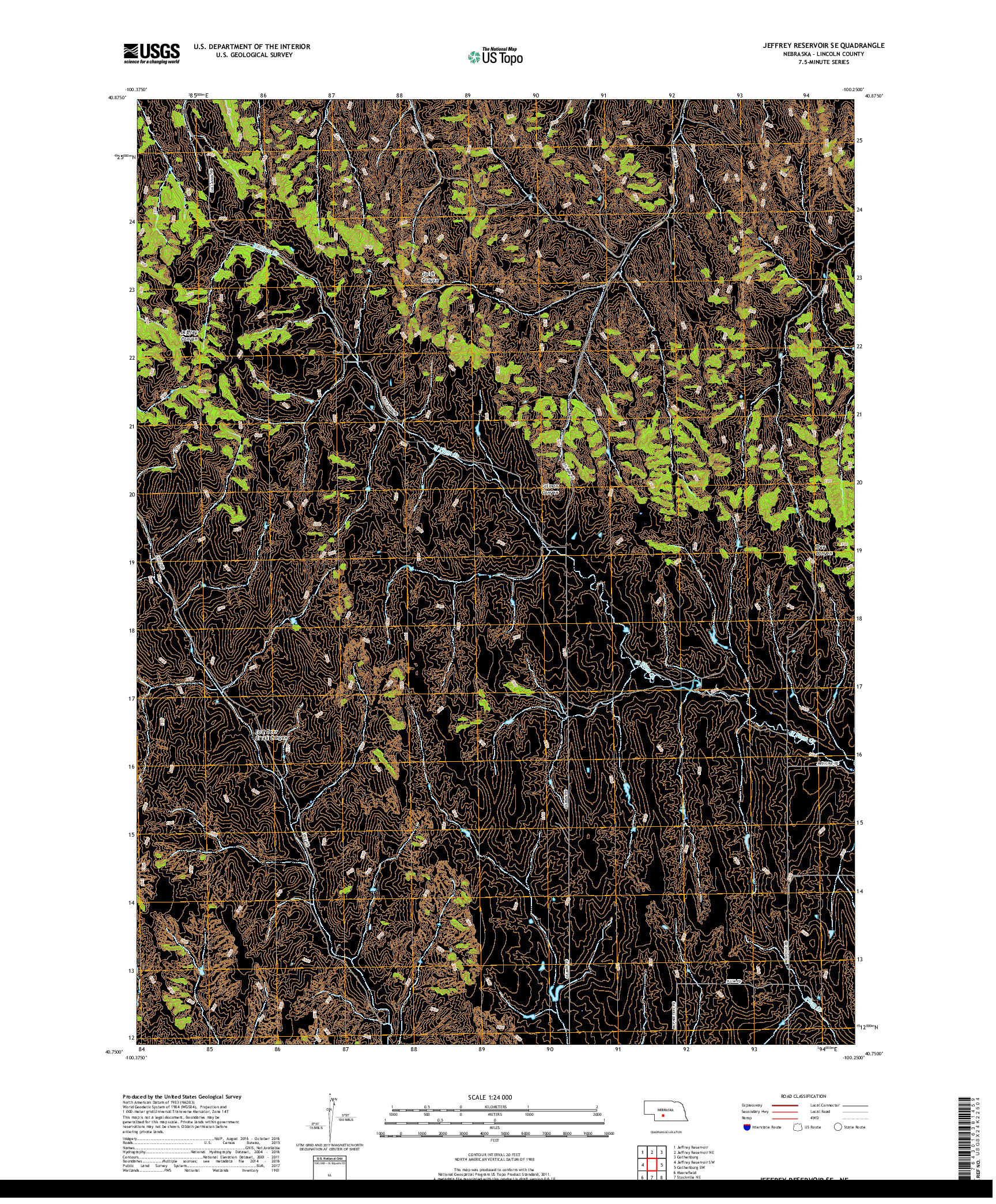 USGS US TOPO 7.5-MINUTE MAP FOR JEFFREY RESERVOIR SE, NE 2017