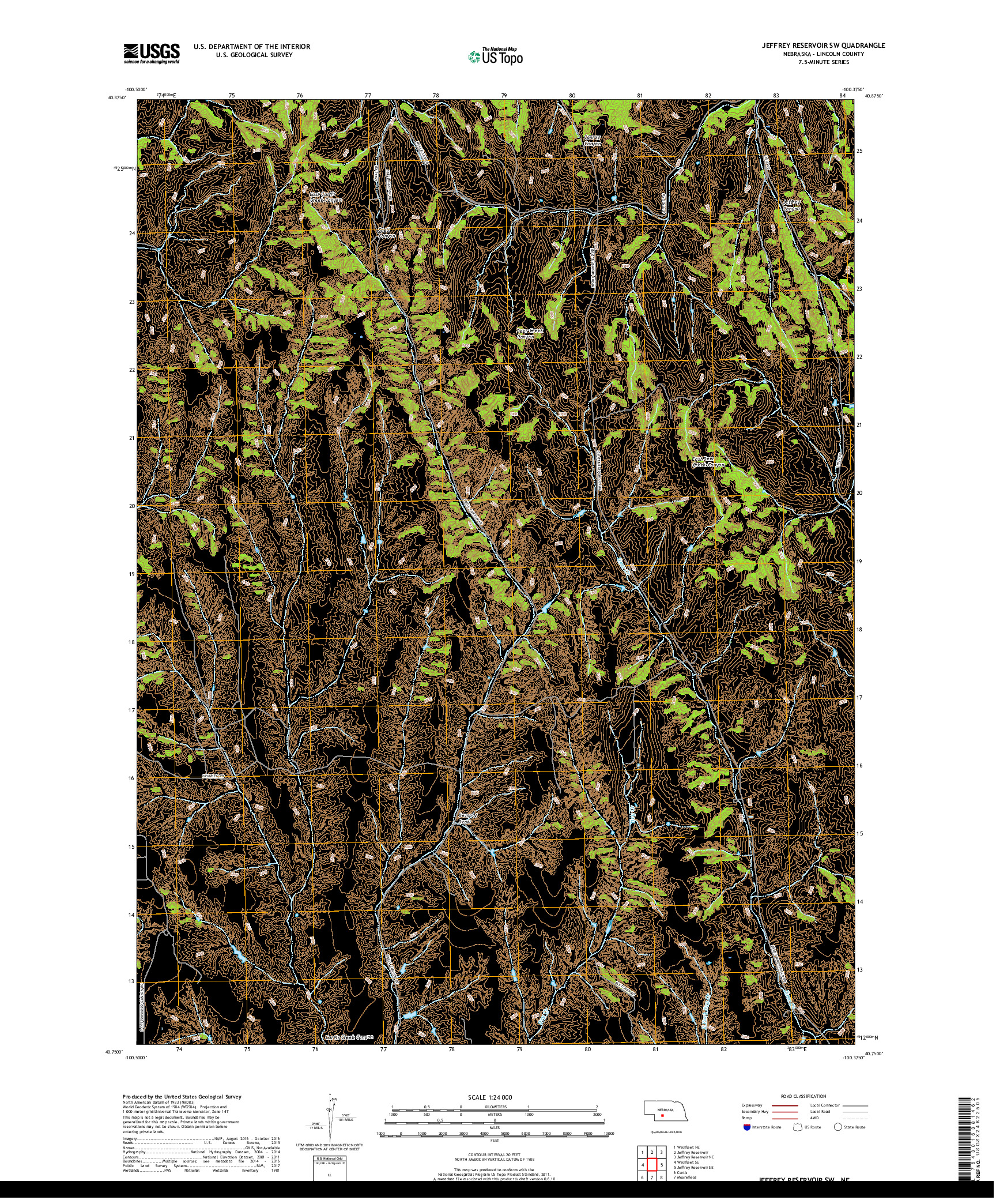 USGS US TOPO 7.5-MINUTE MAP FOR JEFFREY RESERVOIR SW, NE 2017