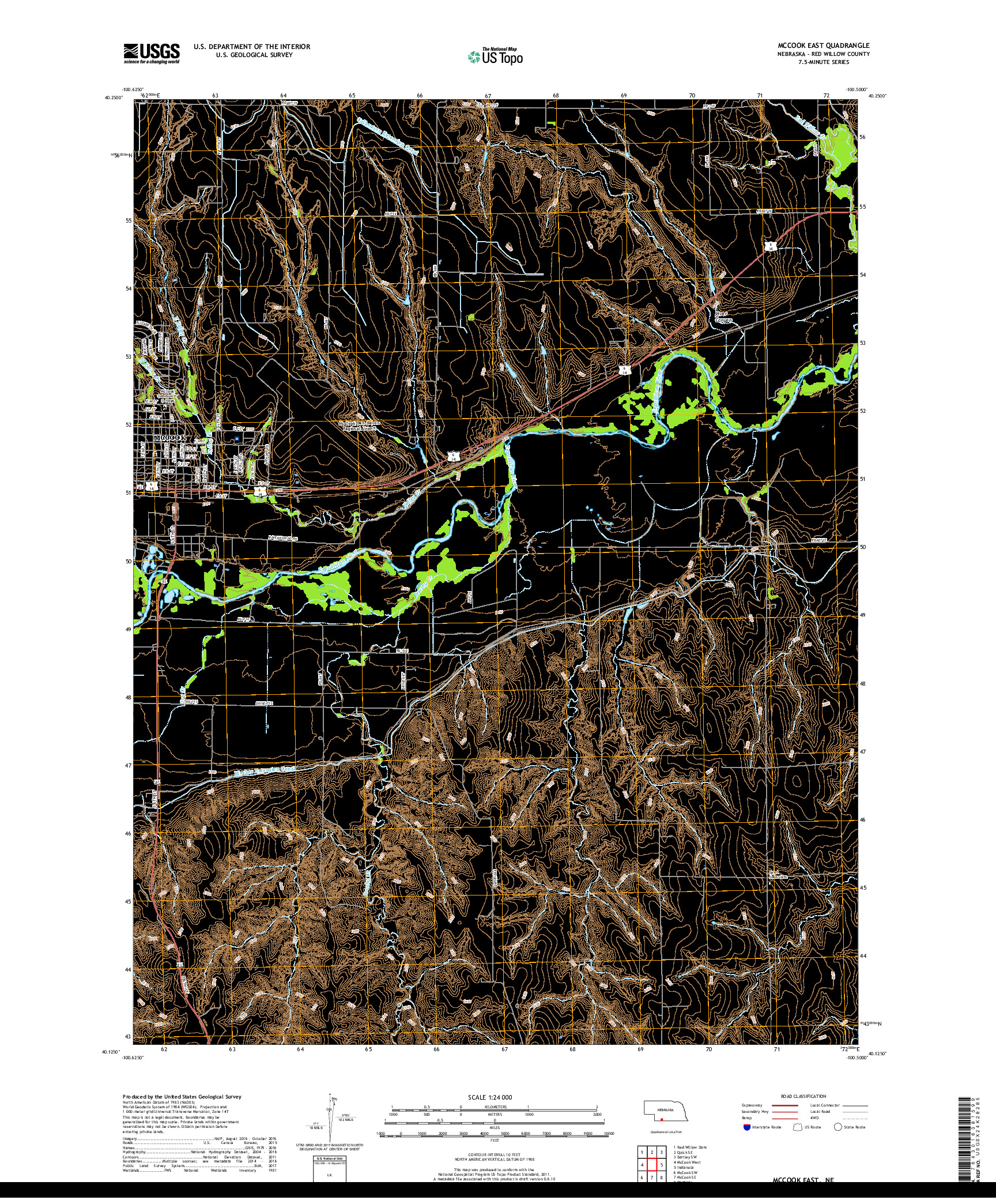 USGS US TOPO 7.5-MINUTE MAP FOR MCCOOK EAST, NE 2017