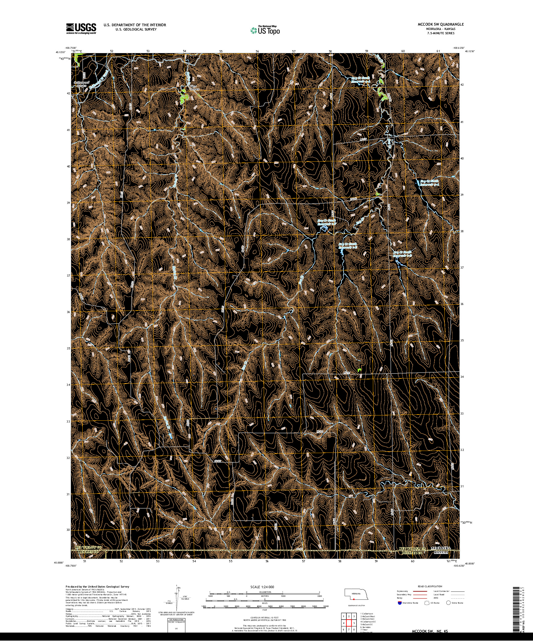 USGS US TOPO 7.5-MINUTE MAP FOR MCCOOK SW, NE,KS 2017