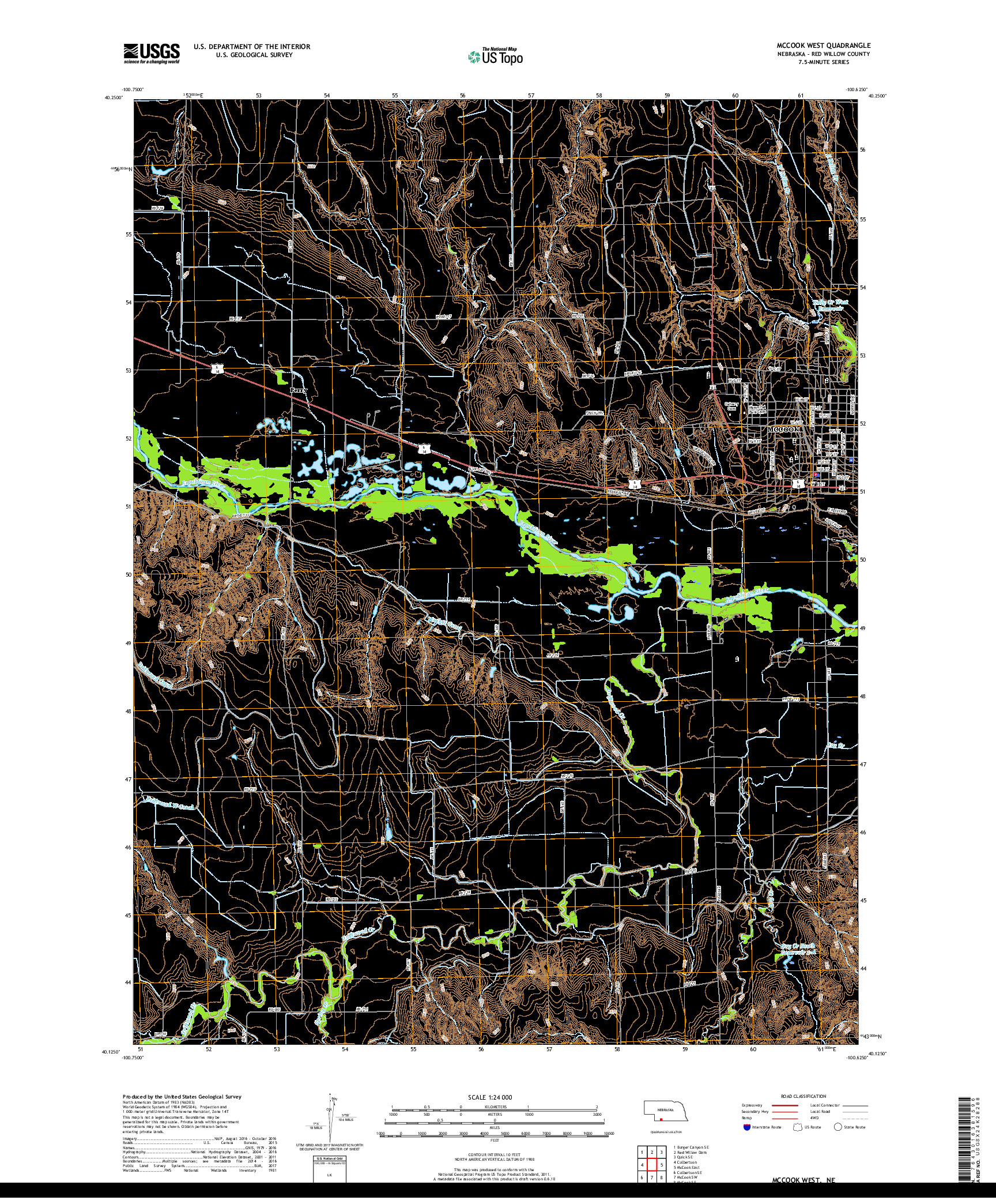 USGS US TOPO 7.5-MINUTE MAP FOR MCCOOK WEST, NE 2017