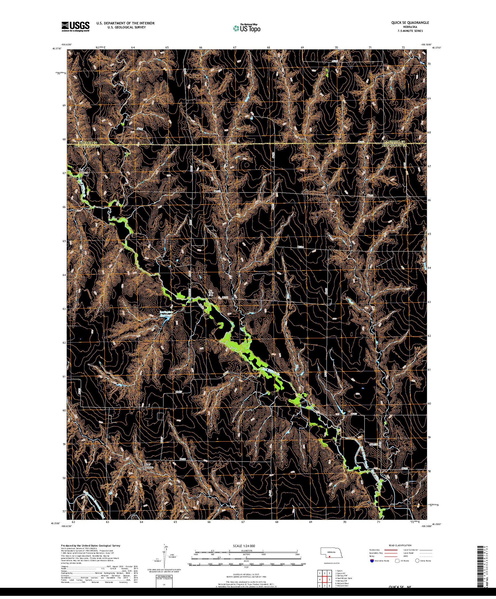 USGS US TOPO 7.5-MINUTE MAP FOR QUICK SE, NE 2017