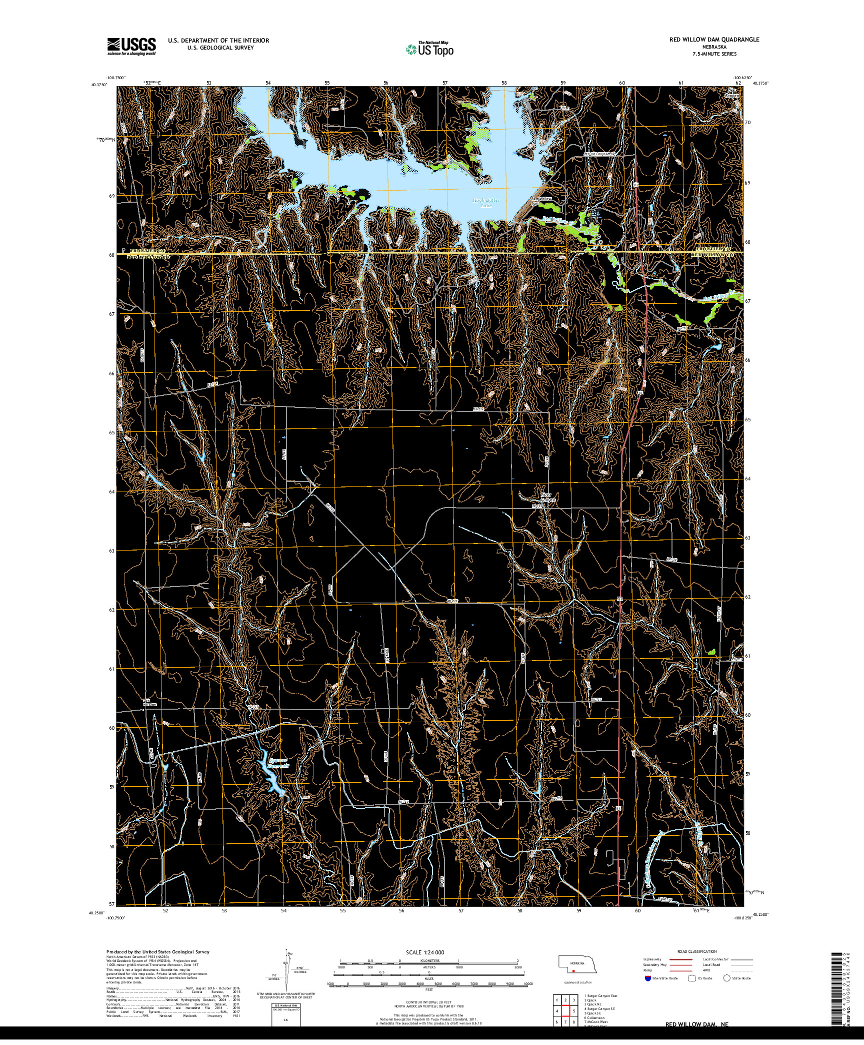 USGS US TOPO 7.5-MINUTE MAP FOR RED WILLOW DAM, NE 2017