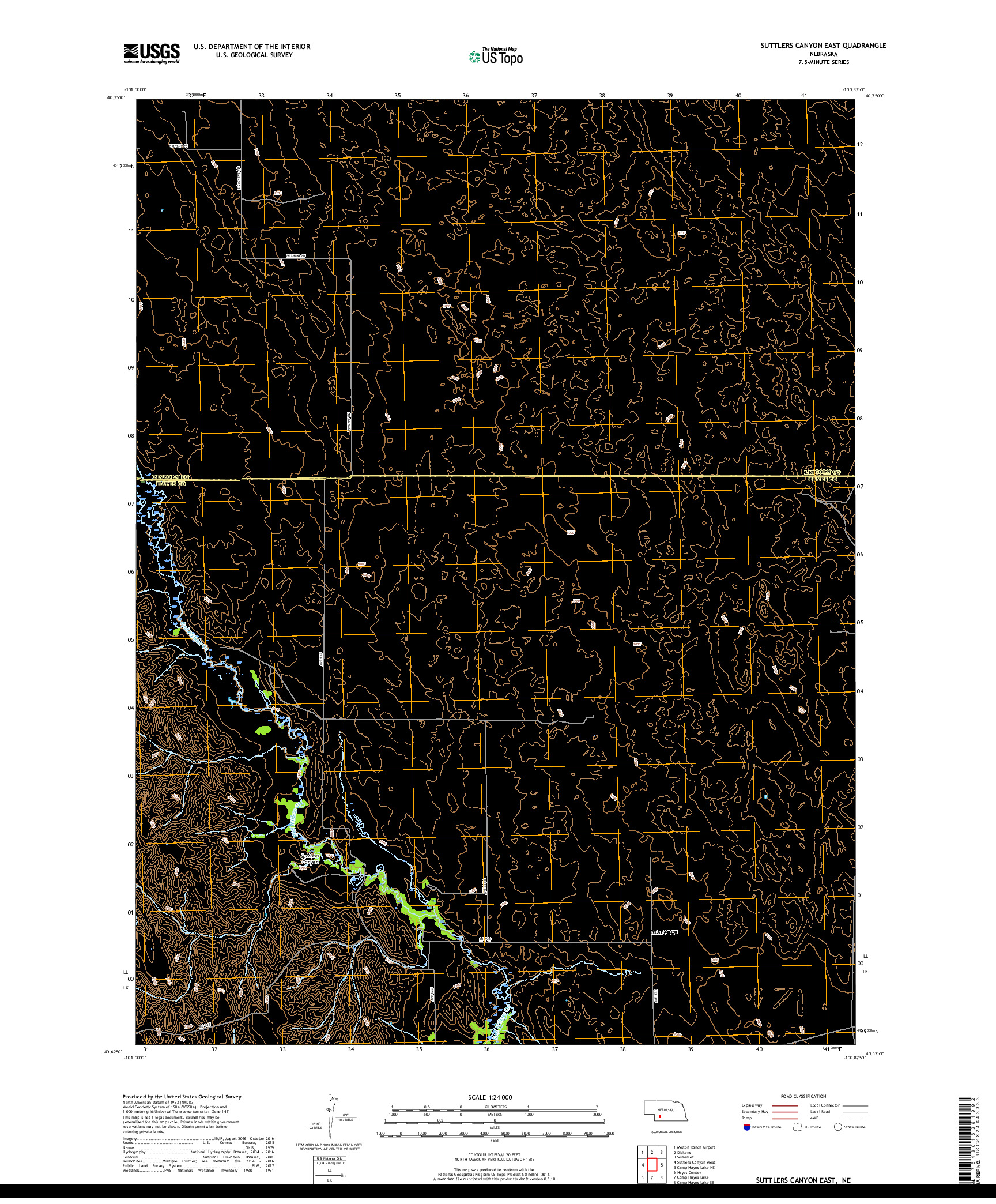 USGS US TOPO 7.5-MINUTE MAP FOR SUTTLERS CANYON EAST, NE 2017