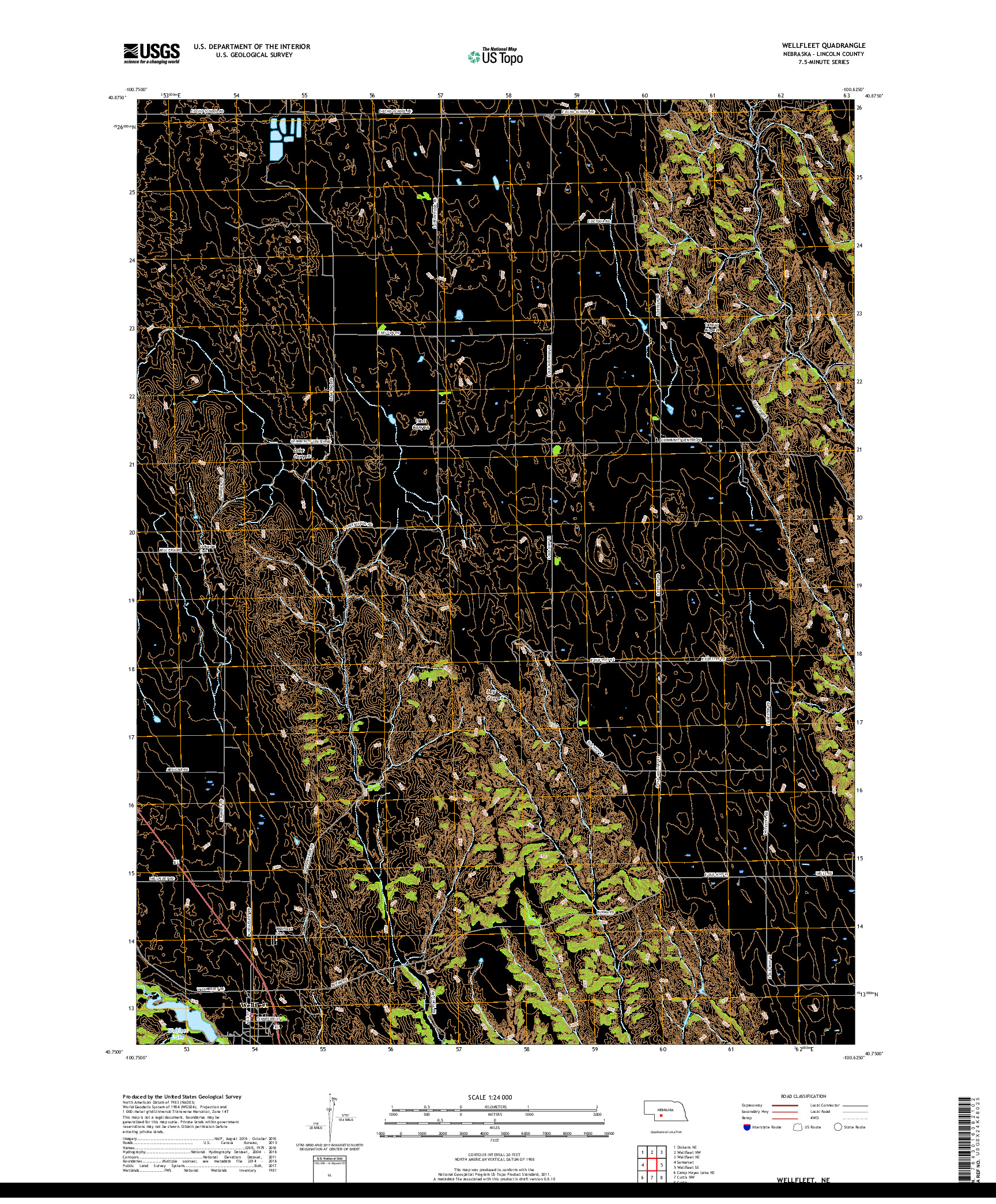 USGS US TOPO 7.5-MINUTE MAP FOR WELLFLEET, NE 2017