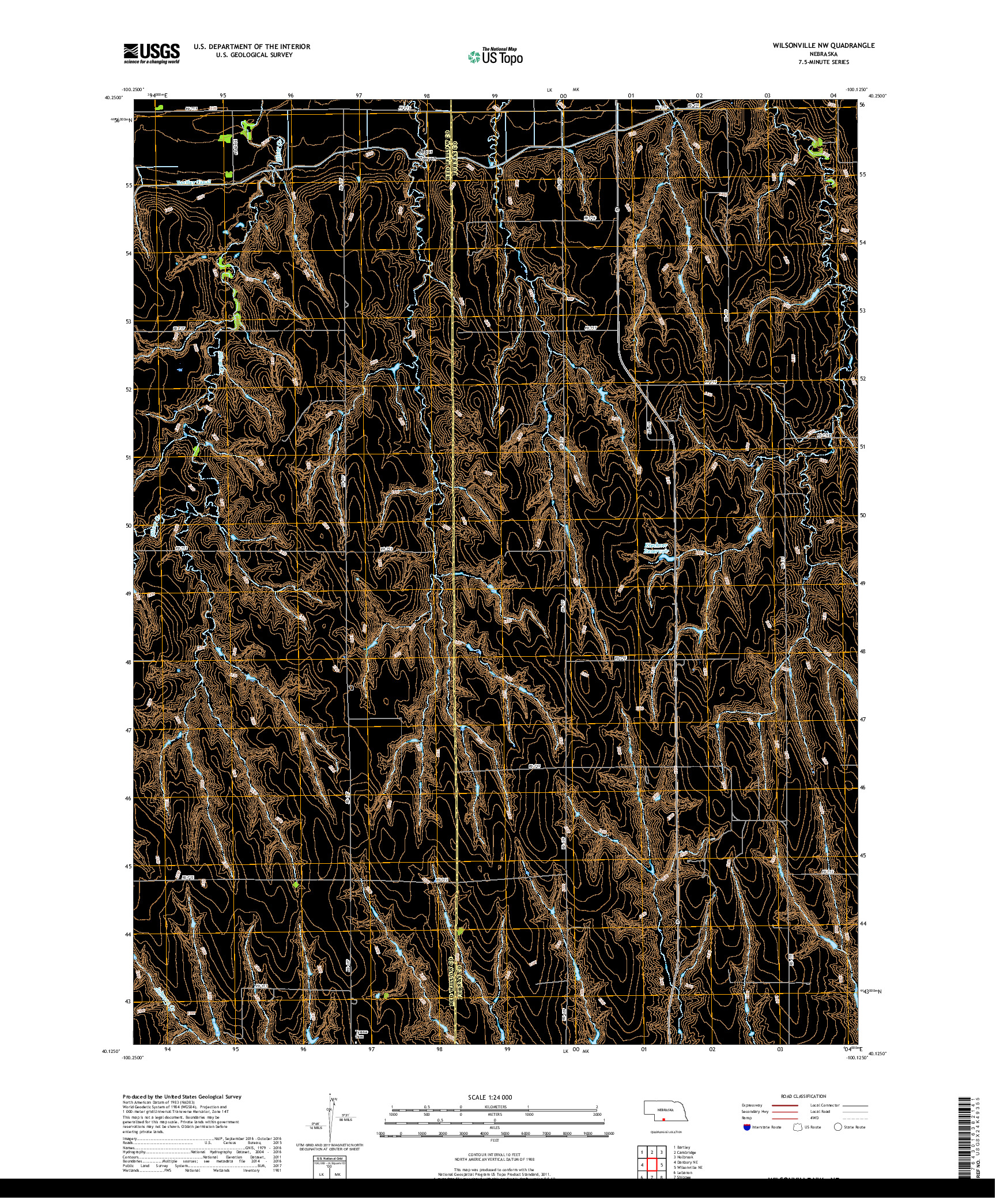 USGS US TOPO 7.5-MINUTE MAP FOR WILSONVILLE NW, NE 2017