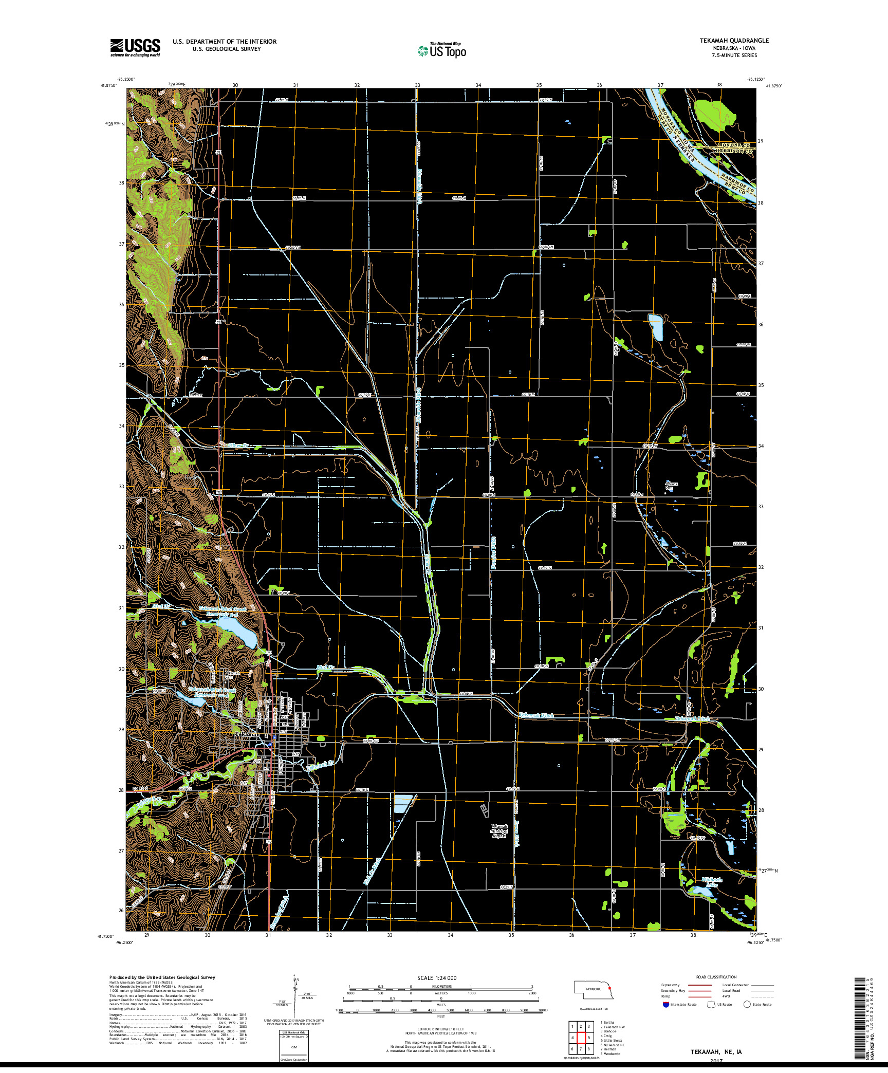 USGS US TOPO 7.5-MINUTE MAP FOR TEKAMAH, NE,IA 2017