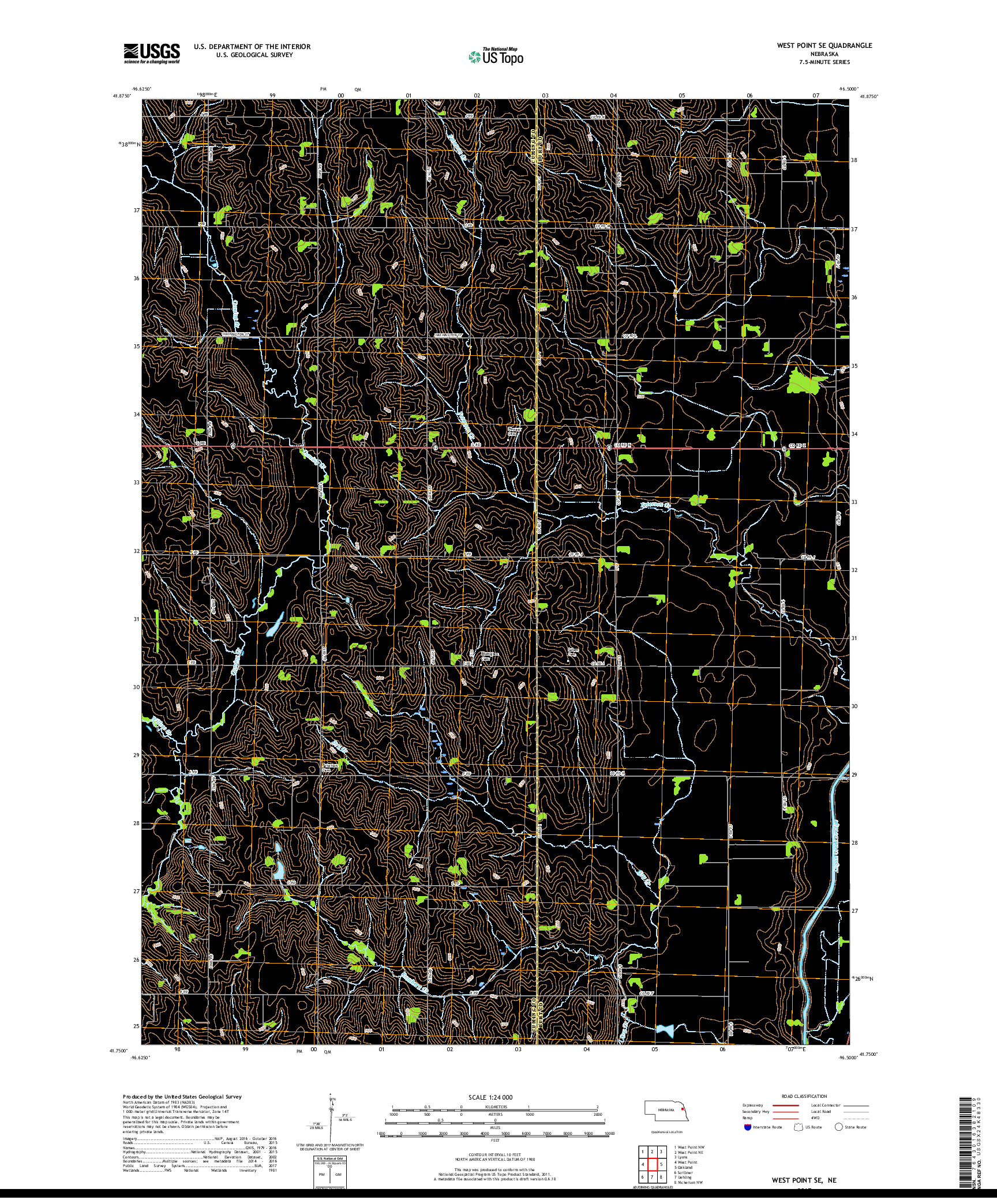 USGS US TOPO 7.5-MINUTE MAP FOR WEST POINT SE, NE 2017