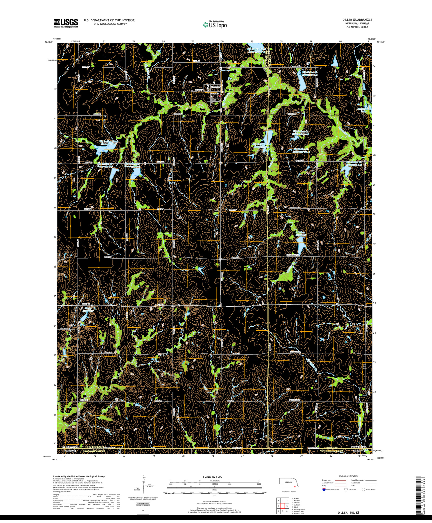 USGS US TOPO 7.5-MINUTE MAP FOR DILLER, NE,KS 2017