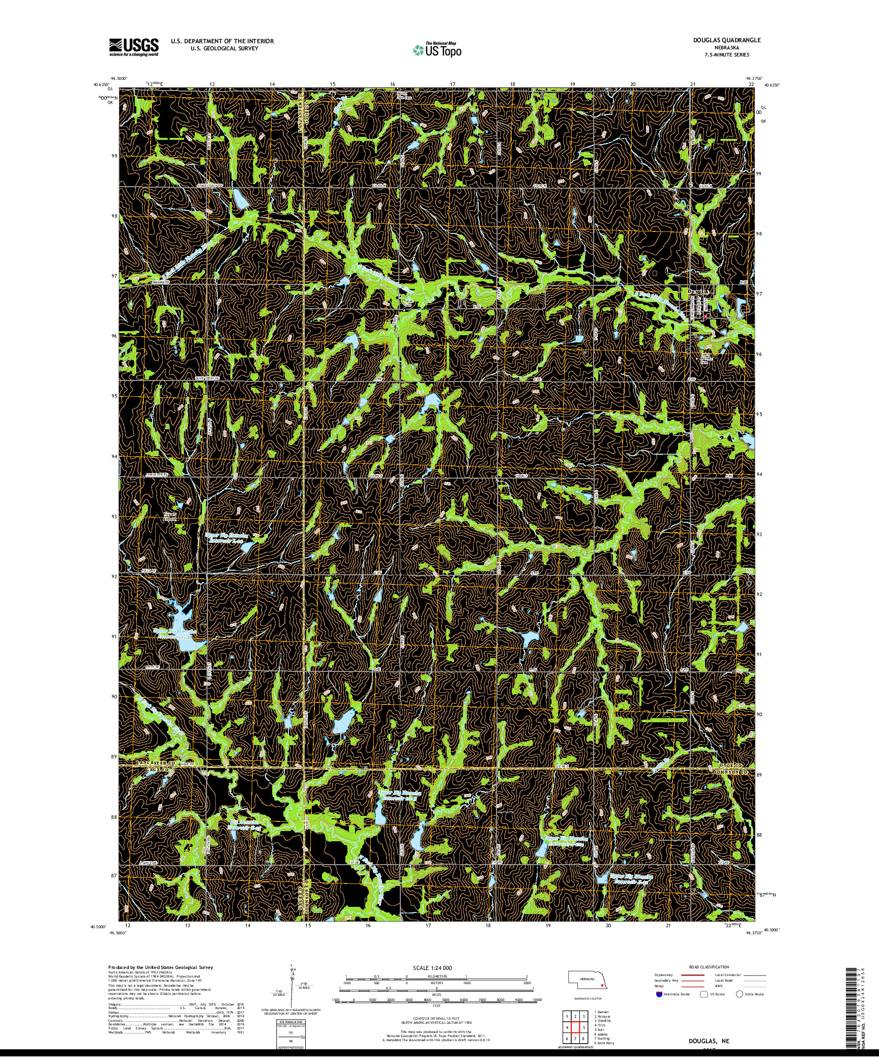 USGS US TOPO 7.5-MINUTE MAP FOR DOUGLAS, NE 2017