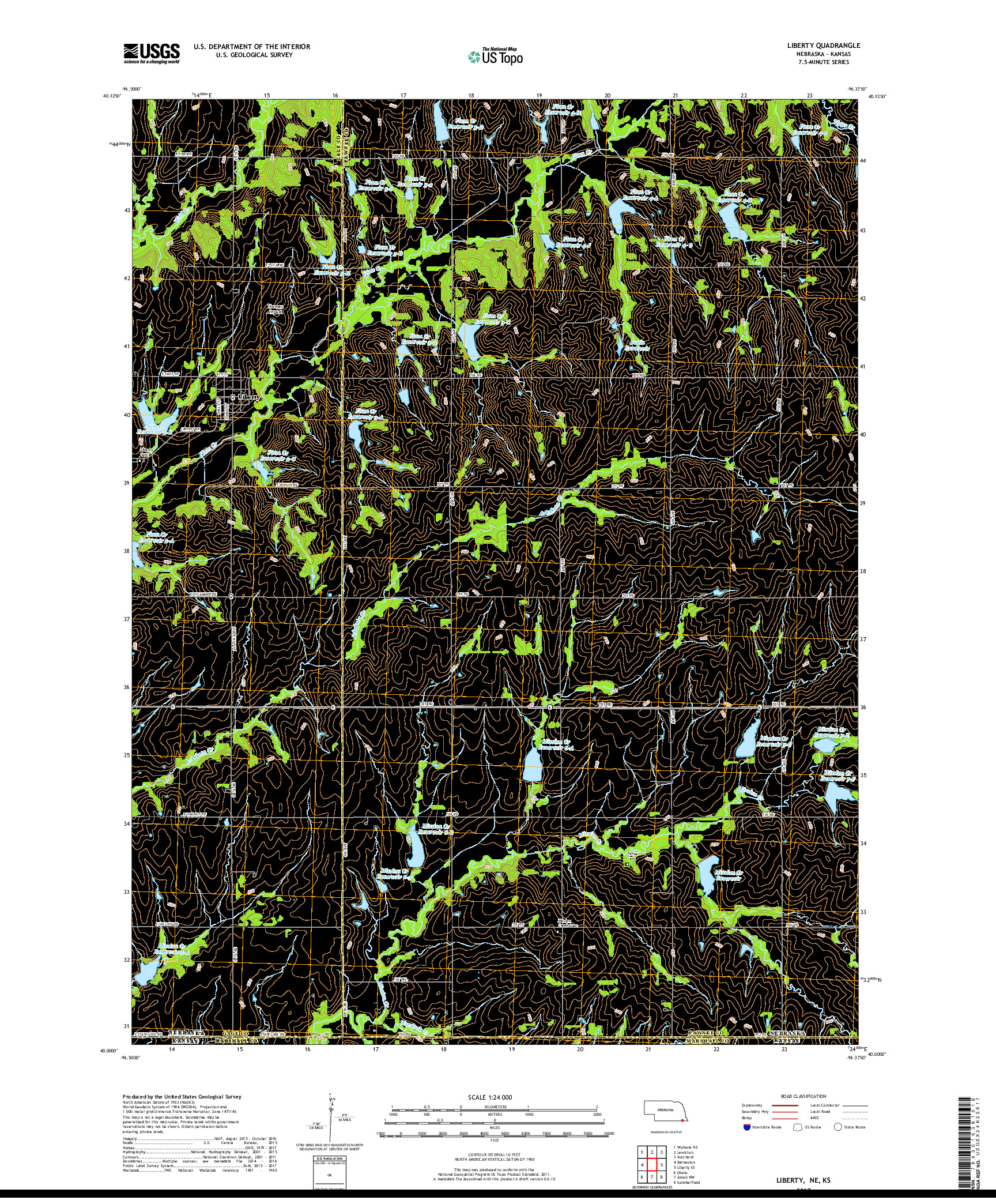 USGS US TOPO 7.5-MINUTE MAP FOR LIBERTY, NE,KS 2017