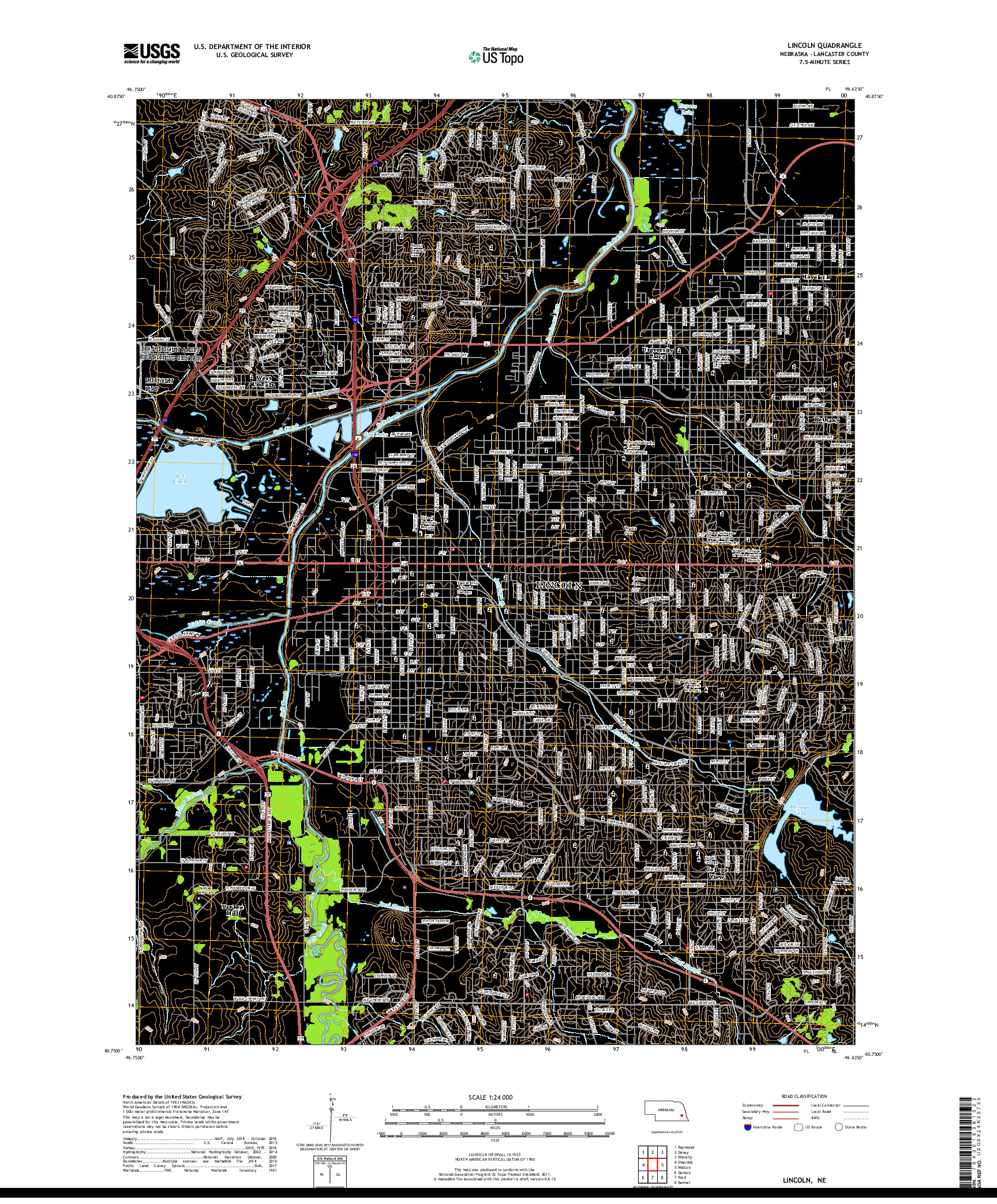 USGS US TOPO 7.5-MINUTE MAP FOR LINCOLN, NE 2017