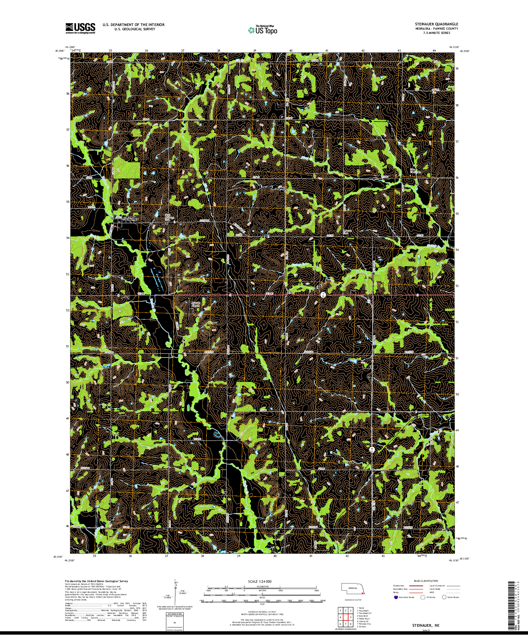 USGS US TOPO 7.5-MINUTE MAP FOR STEINAUER, NE 2017