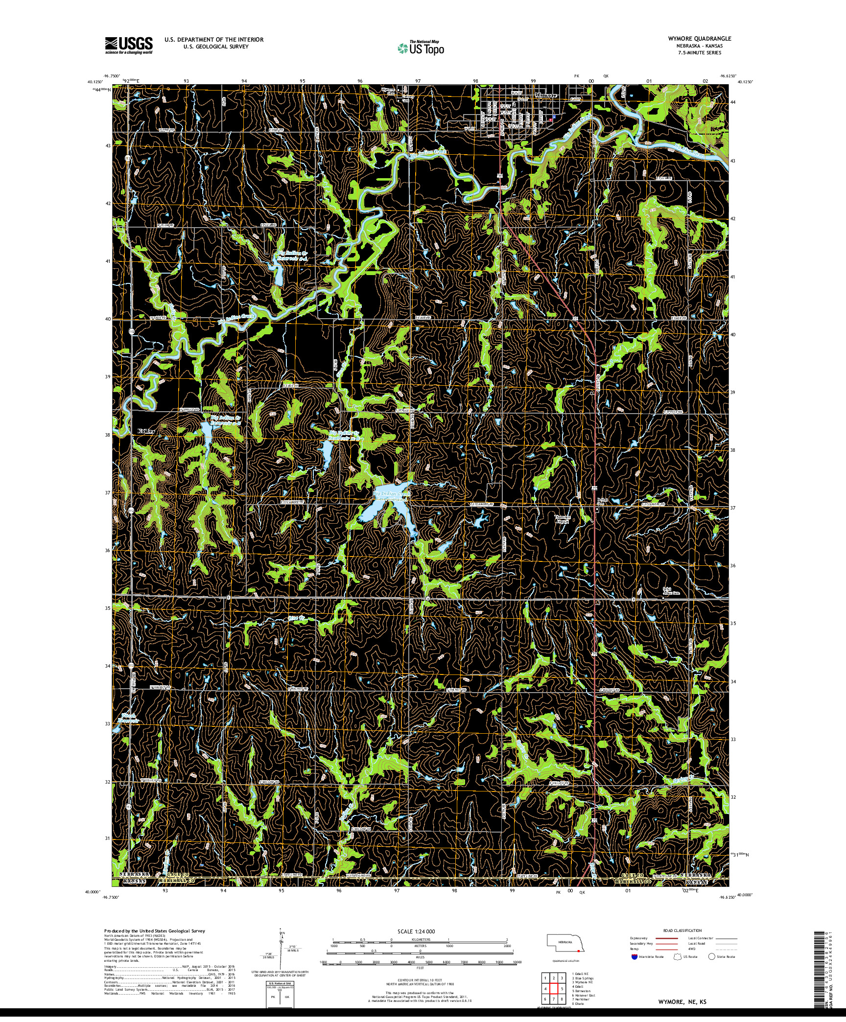 USGS US TOPO 7.5-MINUTE MAP FOR WYMORE, NE,KS 2017