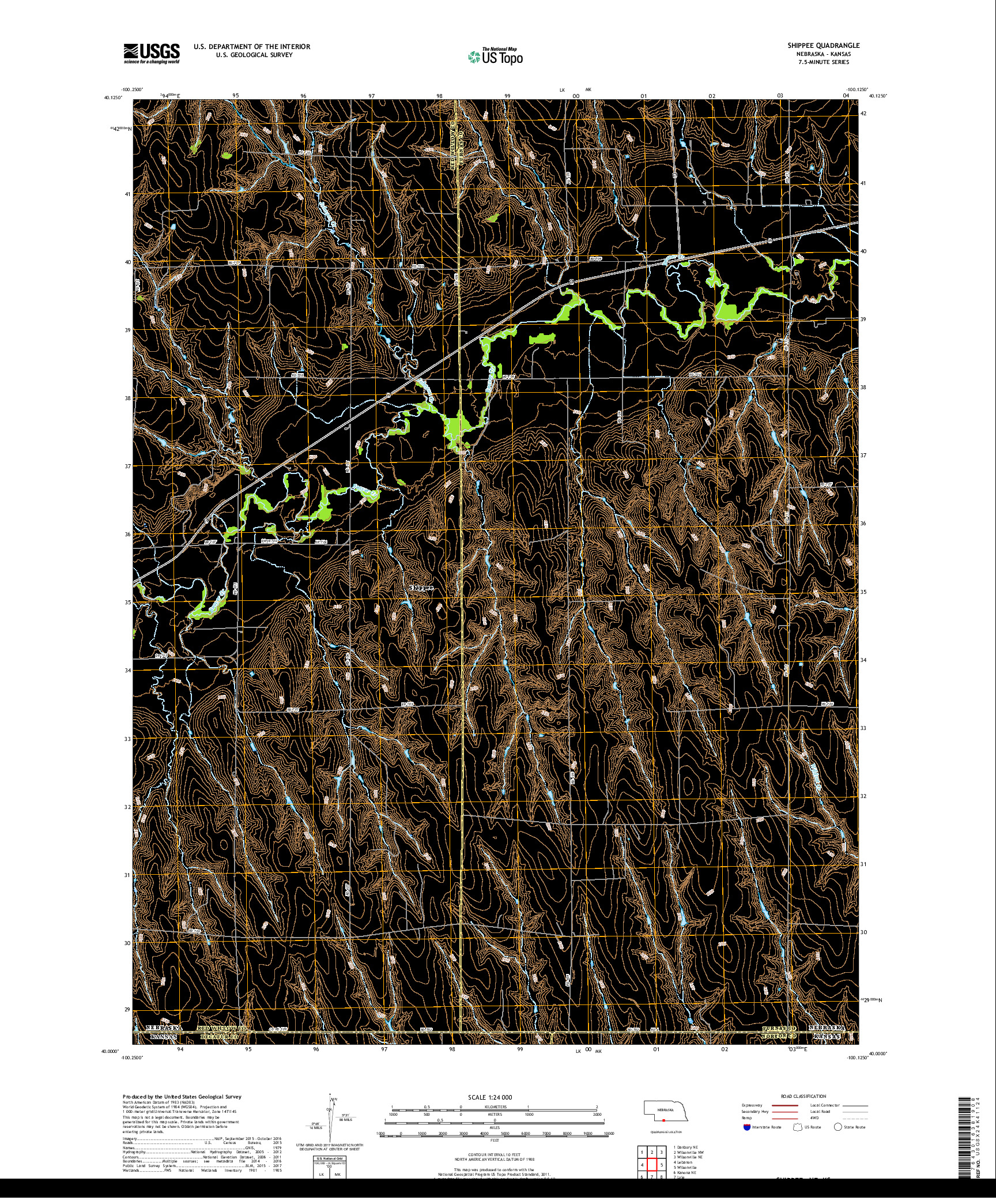 USGS US TOPO 7.5-MINUTE MAP FOR SHIPPEE, NE,KS 2017