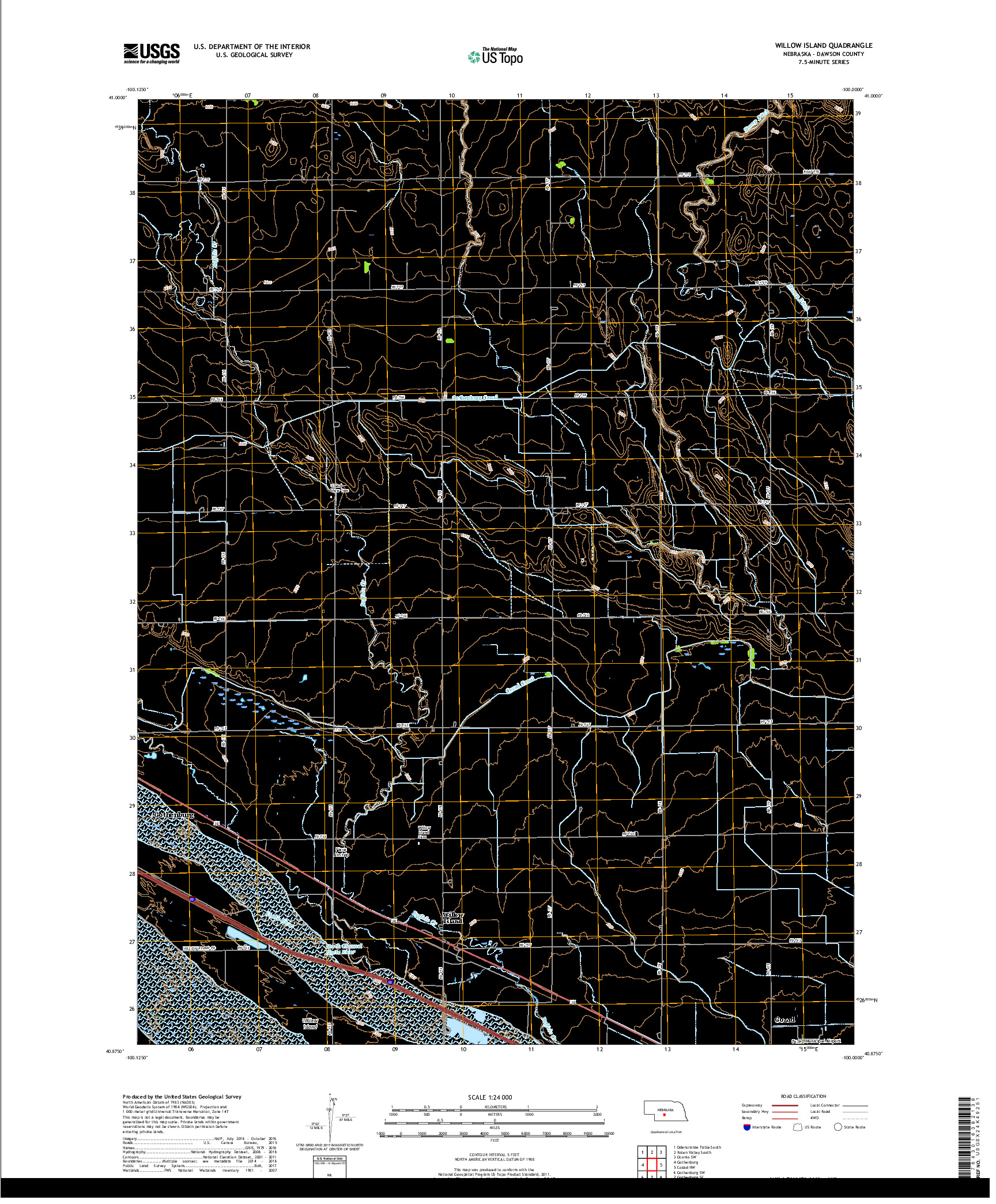 USGS US TOPO 7.5-MINUTE MAP FOR WILLOW ISLAND, NE 2017