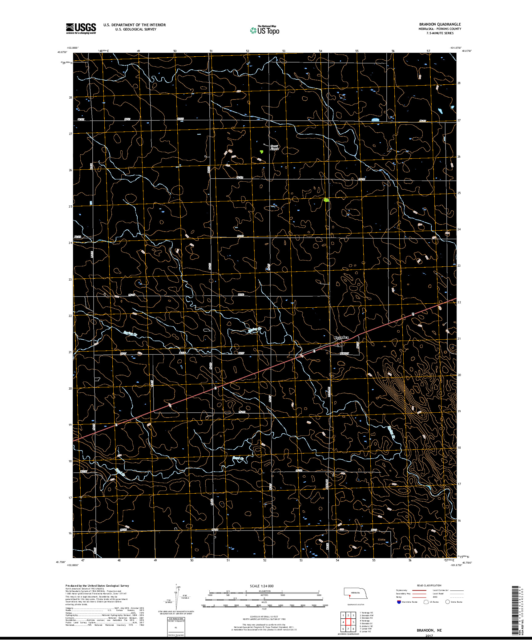 USGS US TOPO 7.5-MINUTE MAP FOR BRANDON, NE 2017