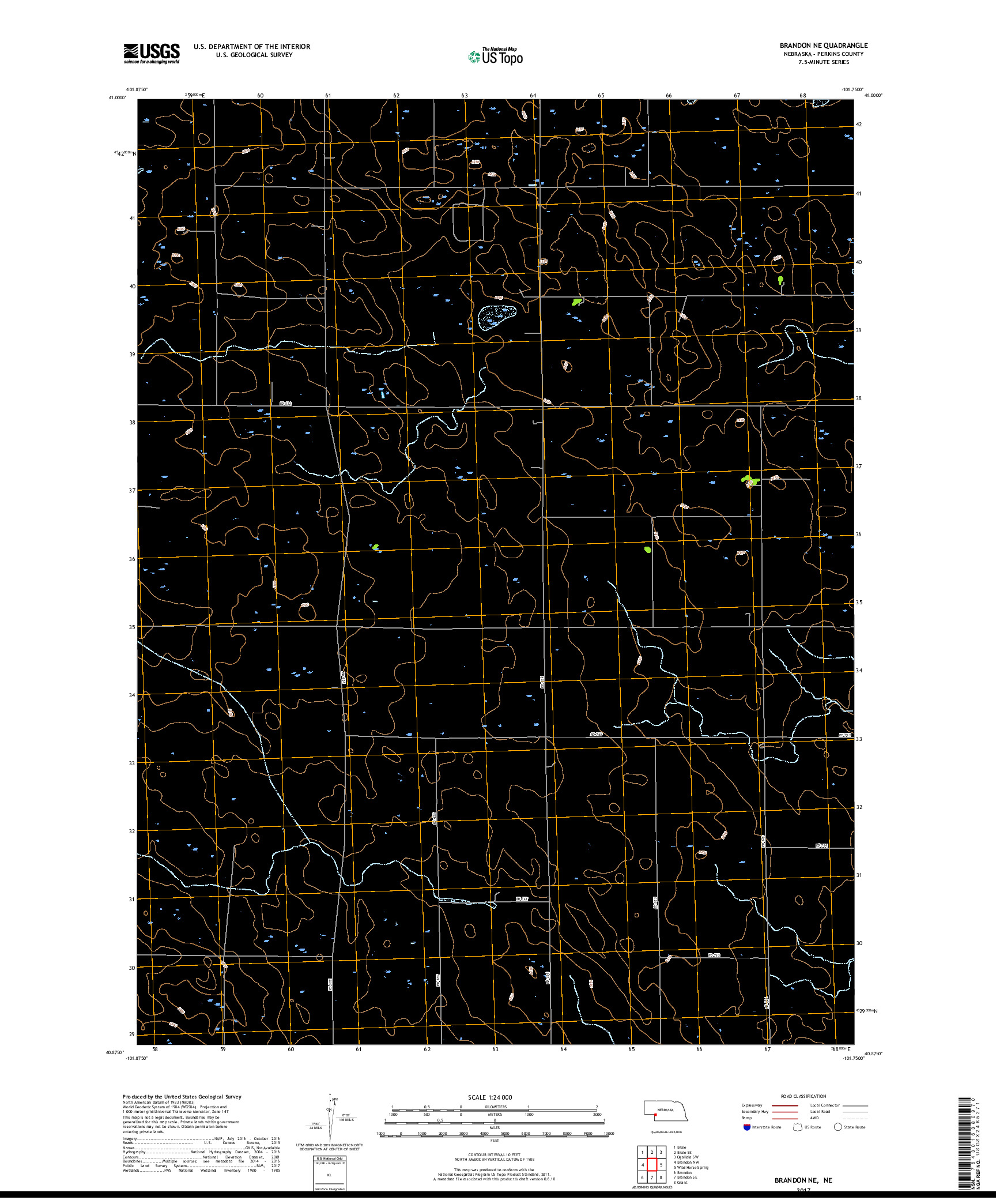 USGS US TOPO 7.5-MINUTE MAP FOR BRANDON NE, NE 2017