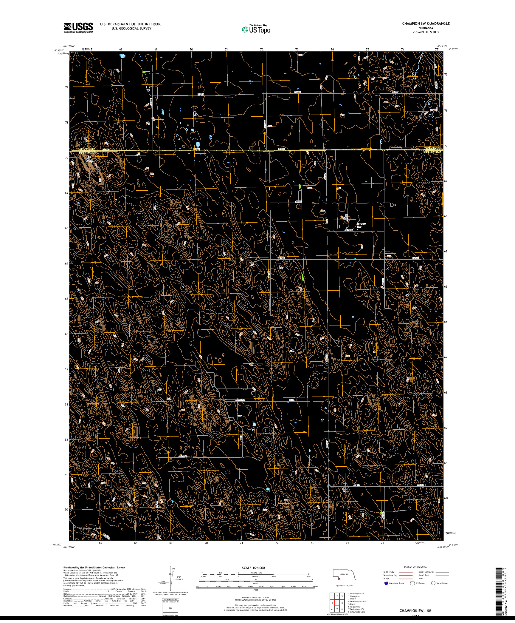 USGS US TOPO 7.5-MINUTE MAP FOR CHAMPION SW, NE 2017