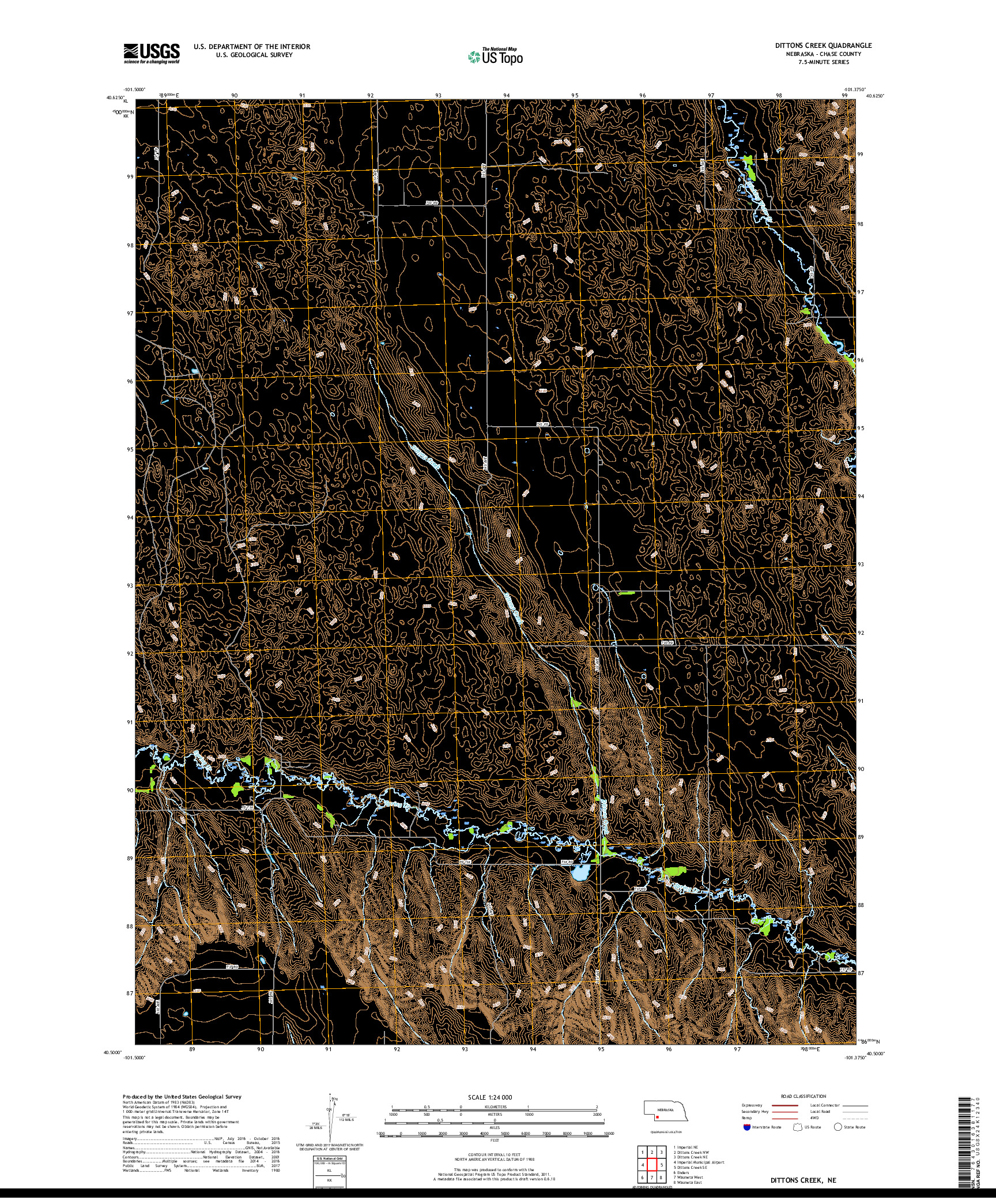 USGS US TOPO 7.5-MINUTE MAP FOR DITTONS CREEK, NE 2017