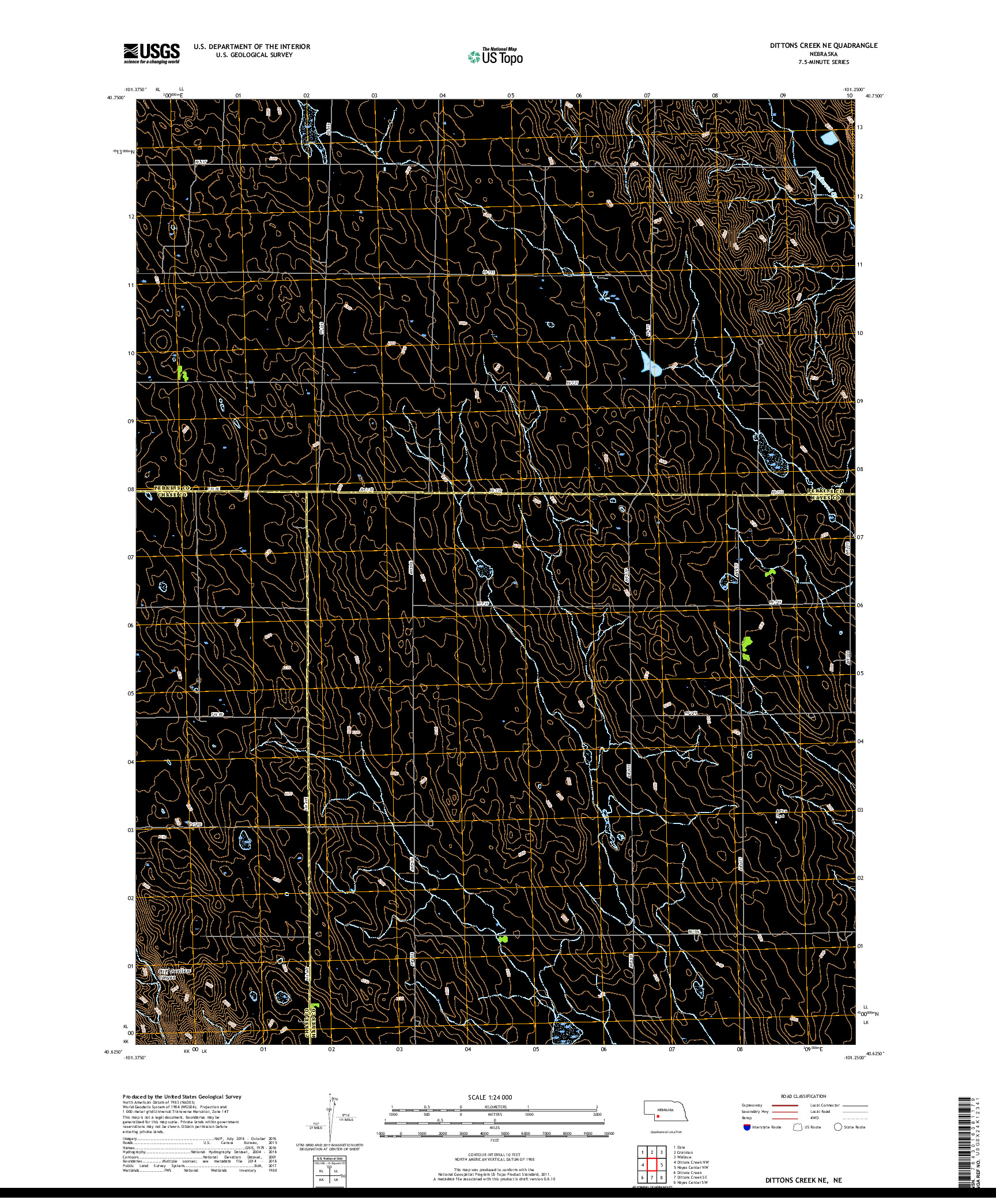 USGS US TOPO 7.5-MINUTE MAP FOR DITTONS CREEK NE, NE 2017