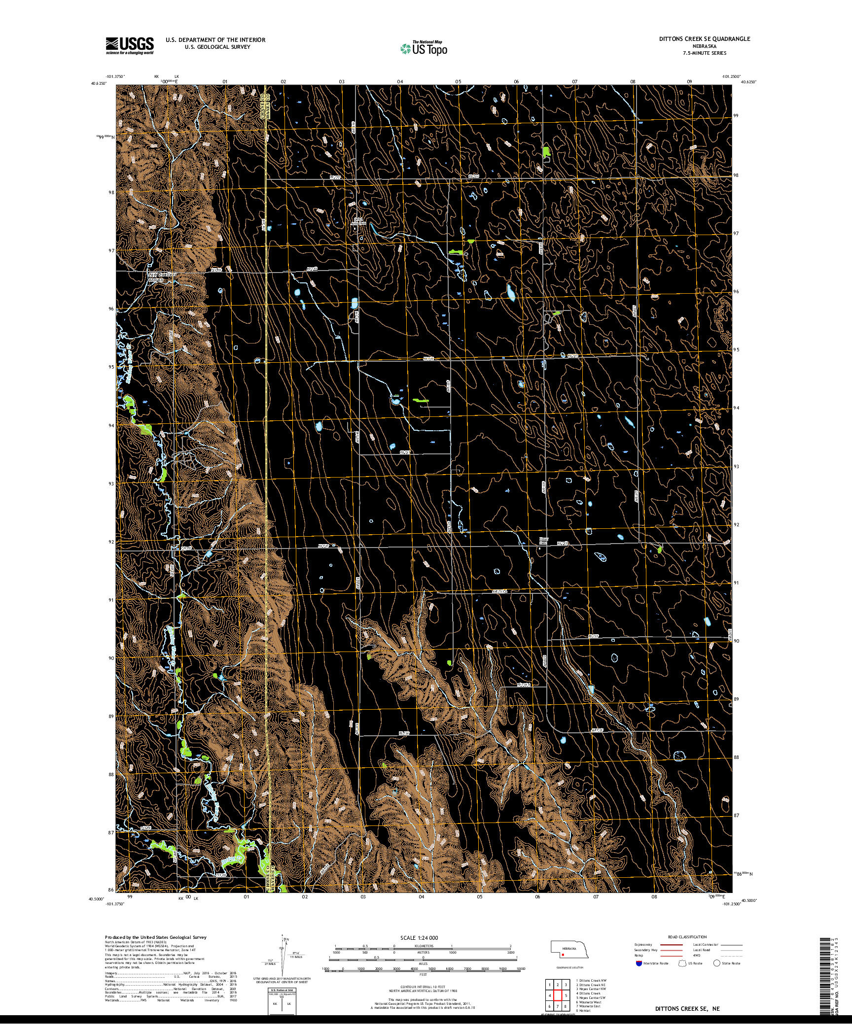 USGS US TOPO 7.5-MINUTE MAP FOR DITTONS CREEK SE, NE 2017