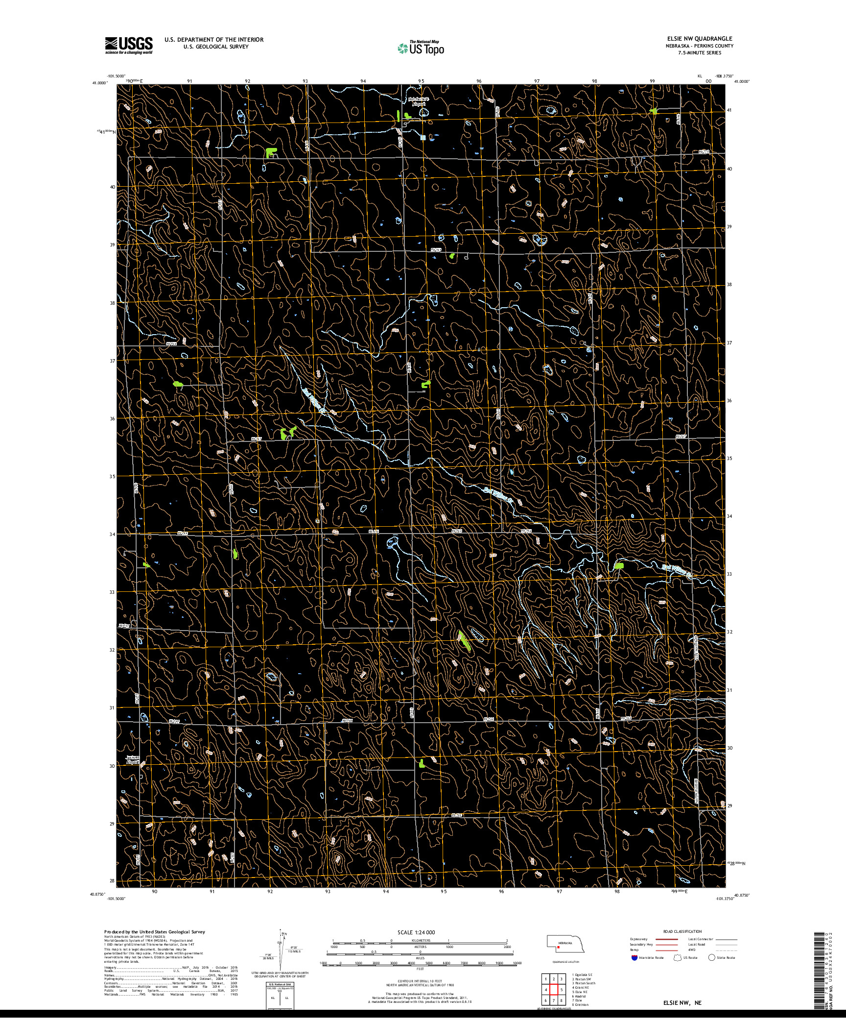 USGS US TOPO 7.5-MINUTE MAP FOR ELSIE NW, NE 2017