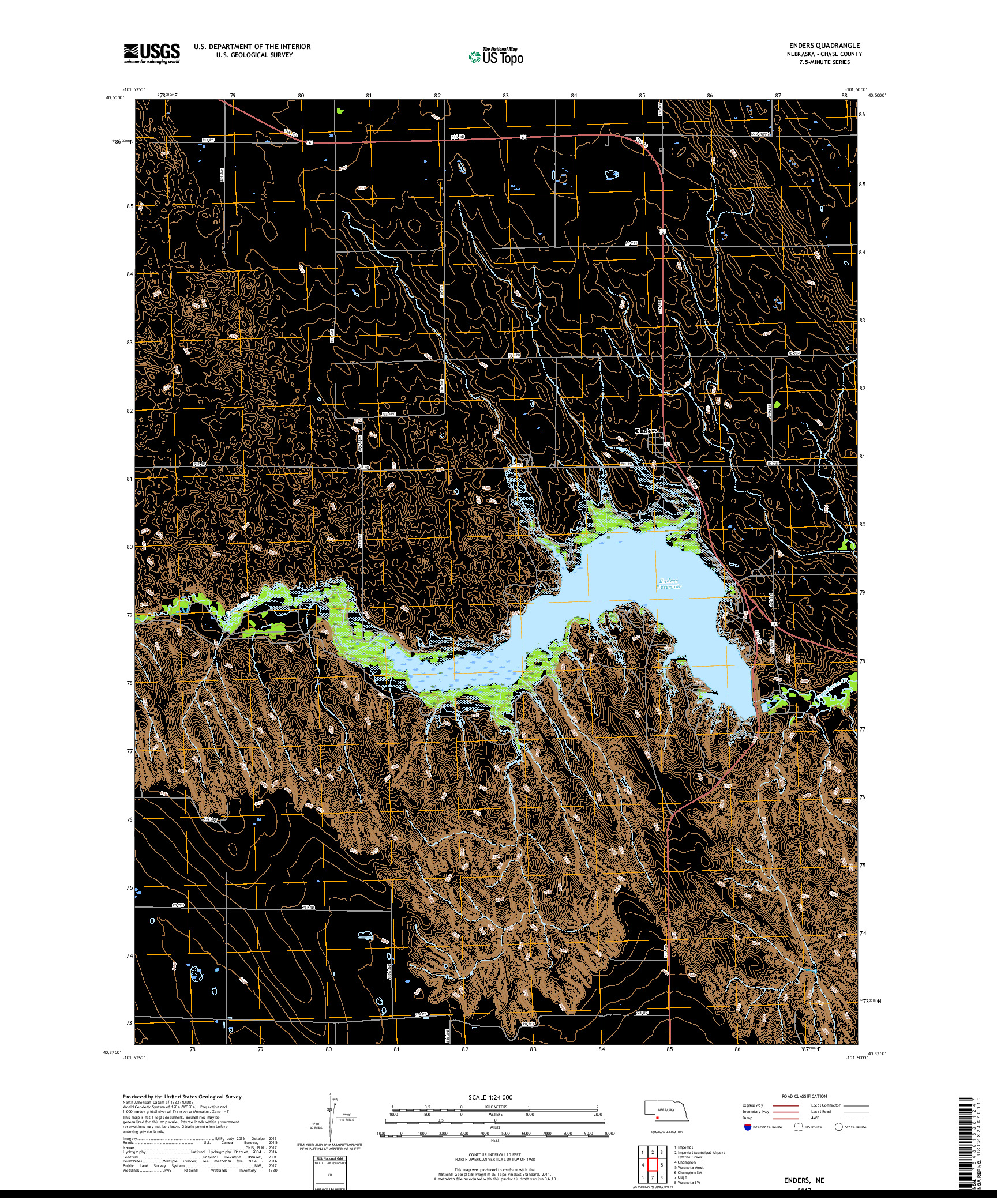 USGS US TOPO 7.5-MINUTE MAP FOR ENDERS, NE 2017