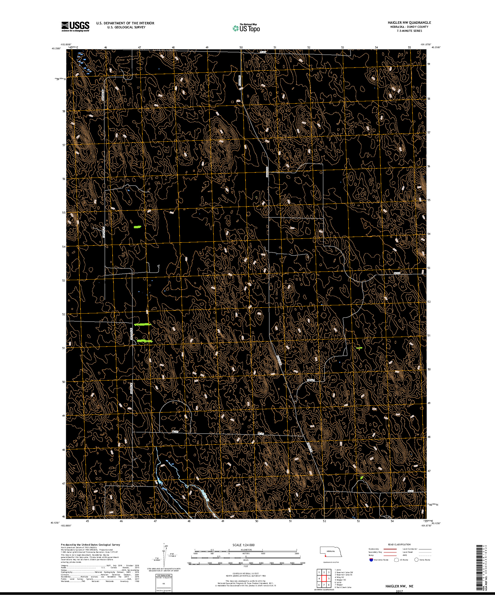 USGS US TOPO 7.5-MINUTE MAP FOR HAIGLER NW, NE 2017