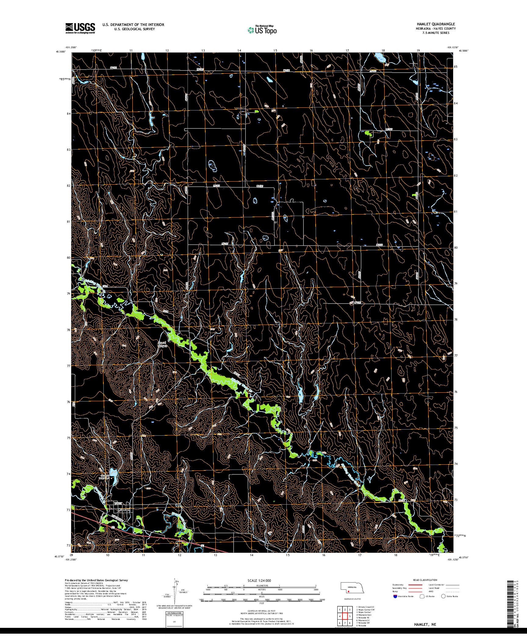 USGS US TOPO 7.5-MINUTE MAP FOR HAMLET, NE 2017