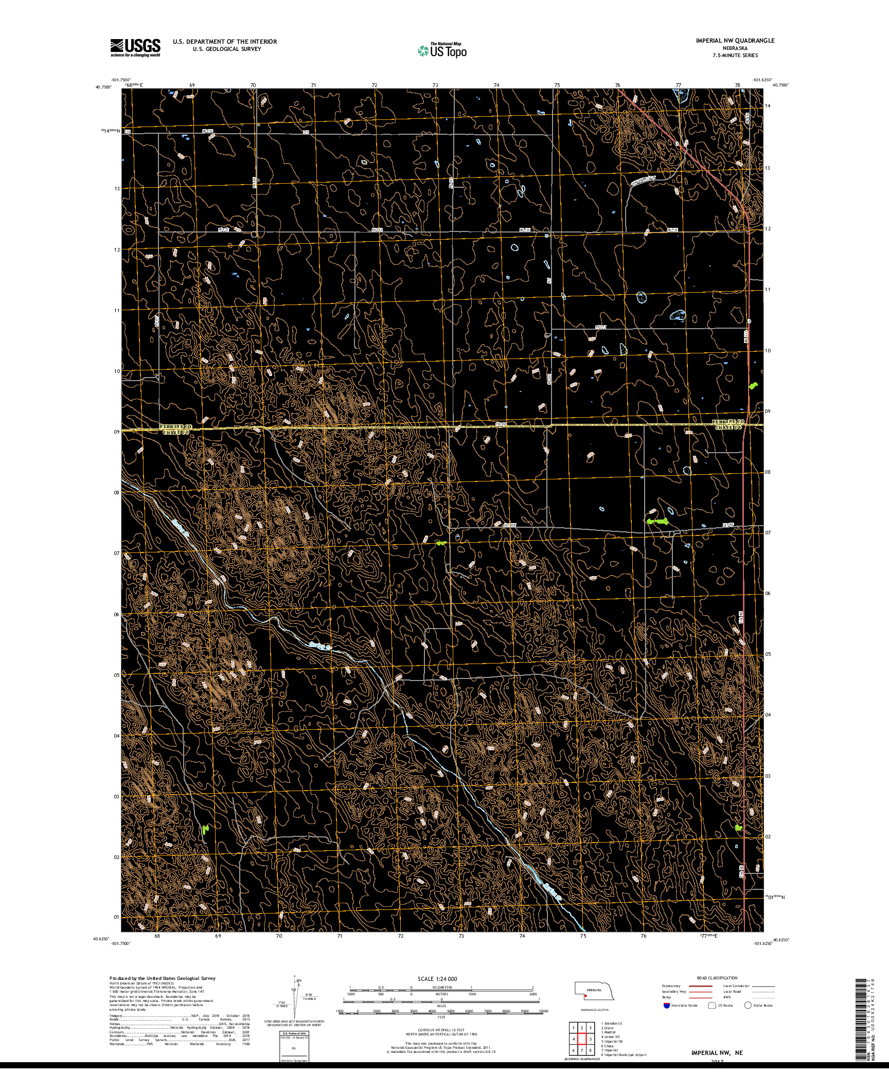 USGS US TOPO 7.5-MINUTE MAP FOR IMPERIAL NW, NE 2017