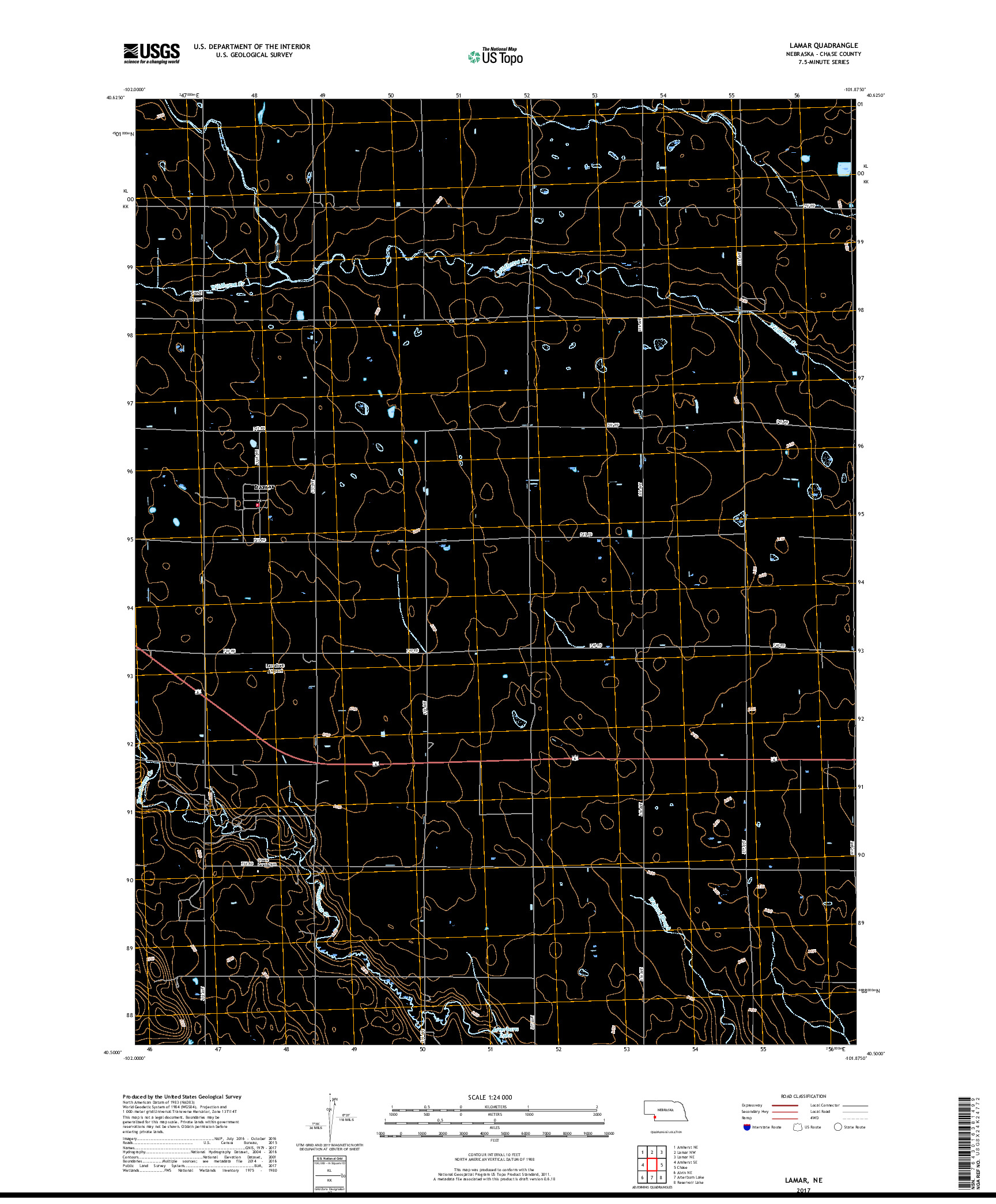 USGS US TOPO 7.5-MINUTE MAP FOR LAMAR, NE 2017