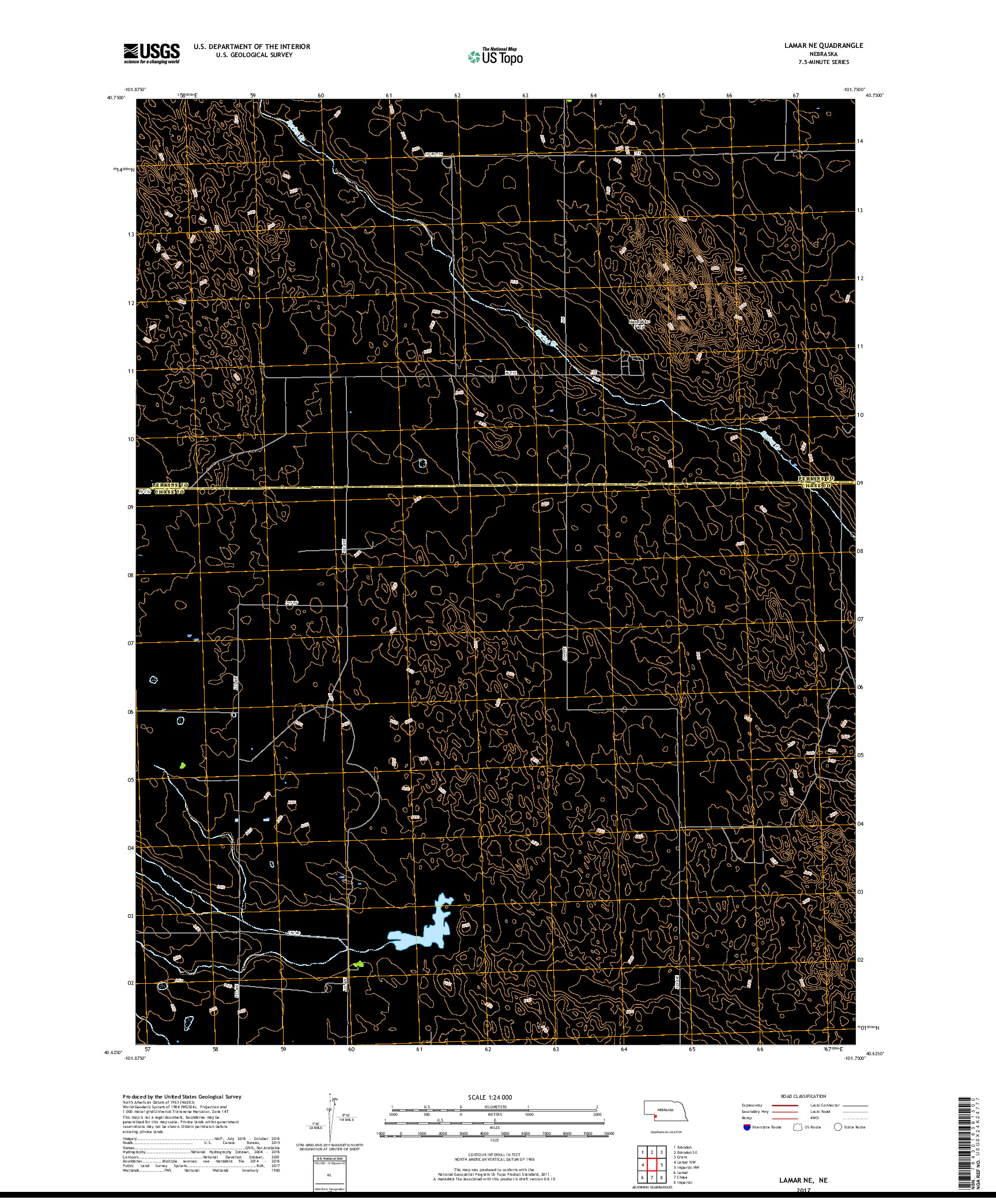 USGS US TOPO 7.5-MINUTE MAP FOR LAMAR NE, NE 2017