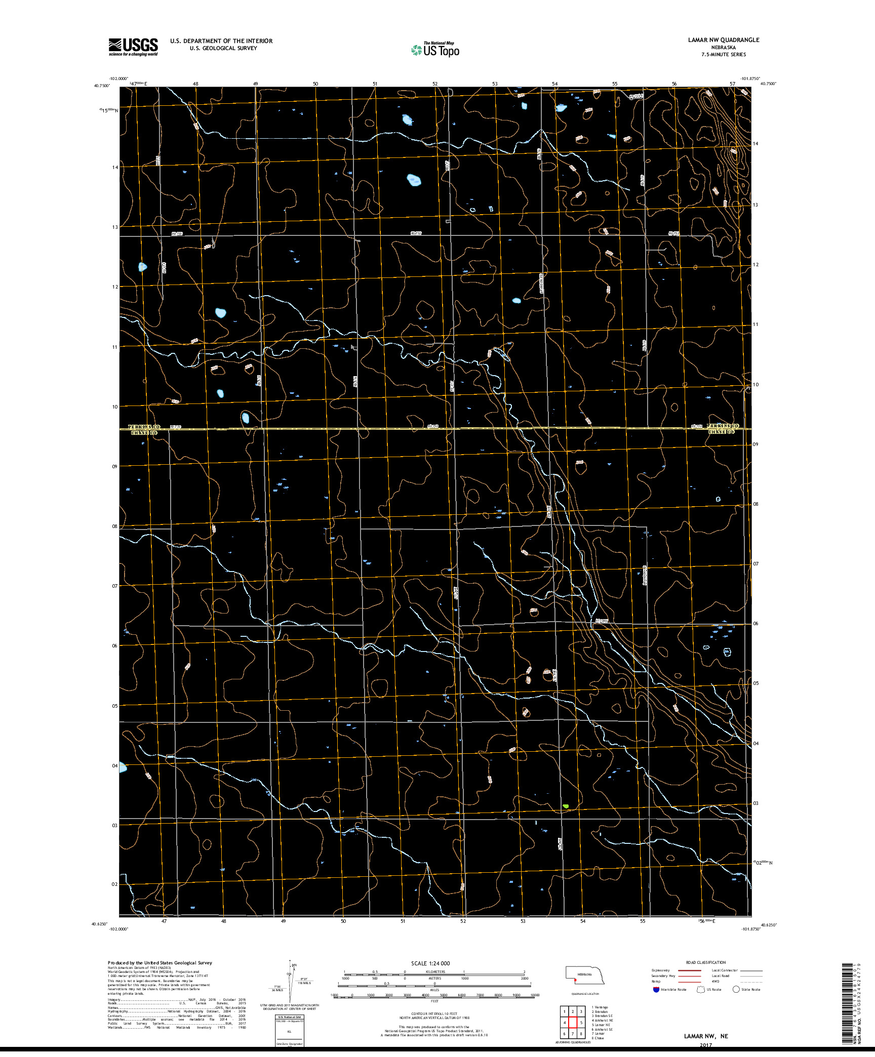 USGS US TOPO 7.5-MINUTE MAP FOR LAMAR NW, NE 2017