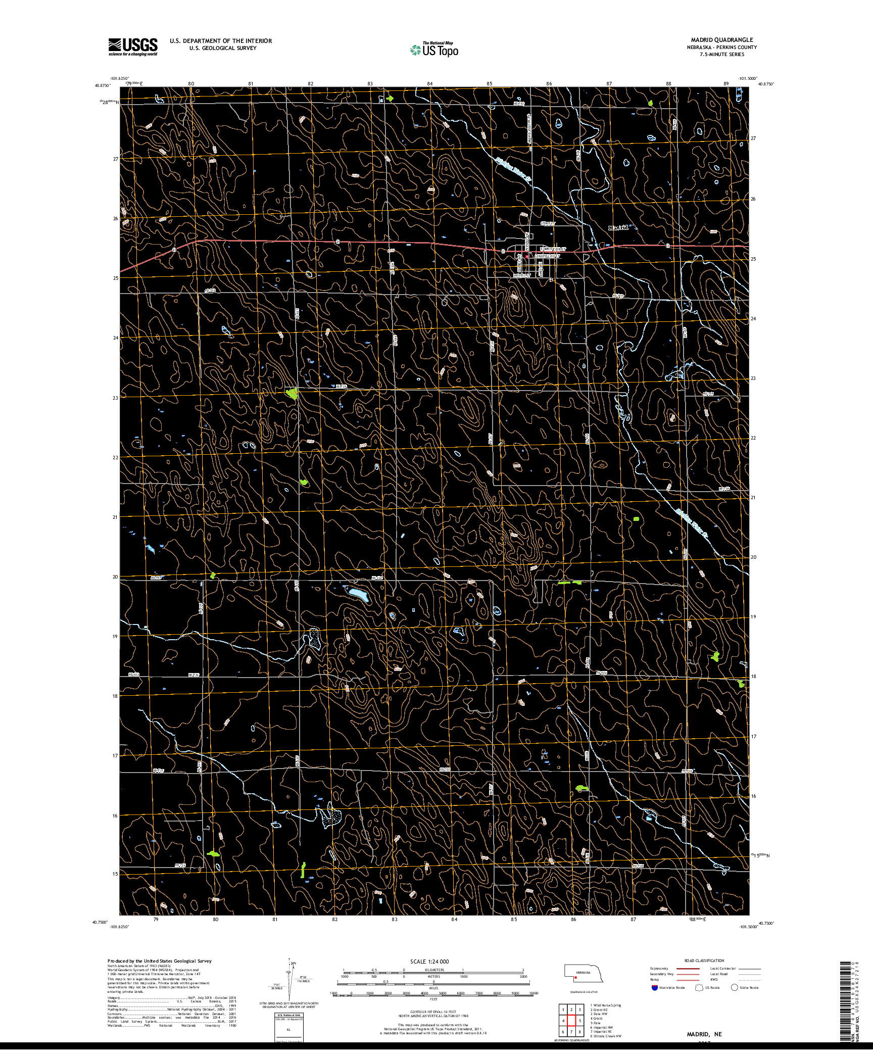 USGS US TOPO 7.5-MINUTE MAP FOR MADRID, NE 2017