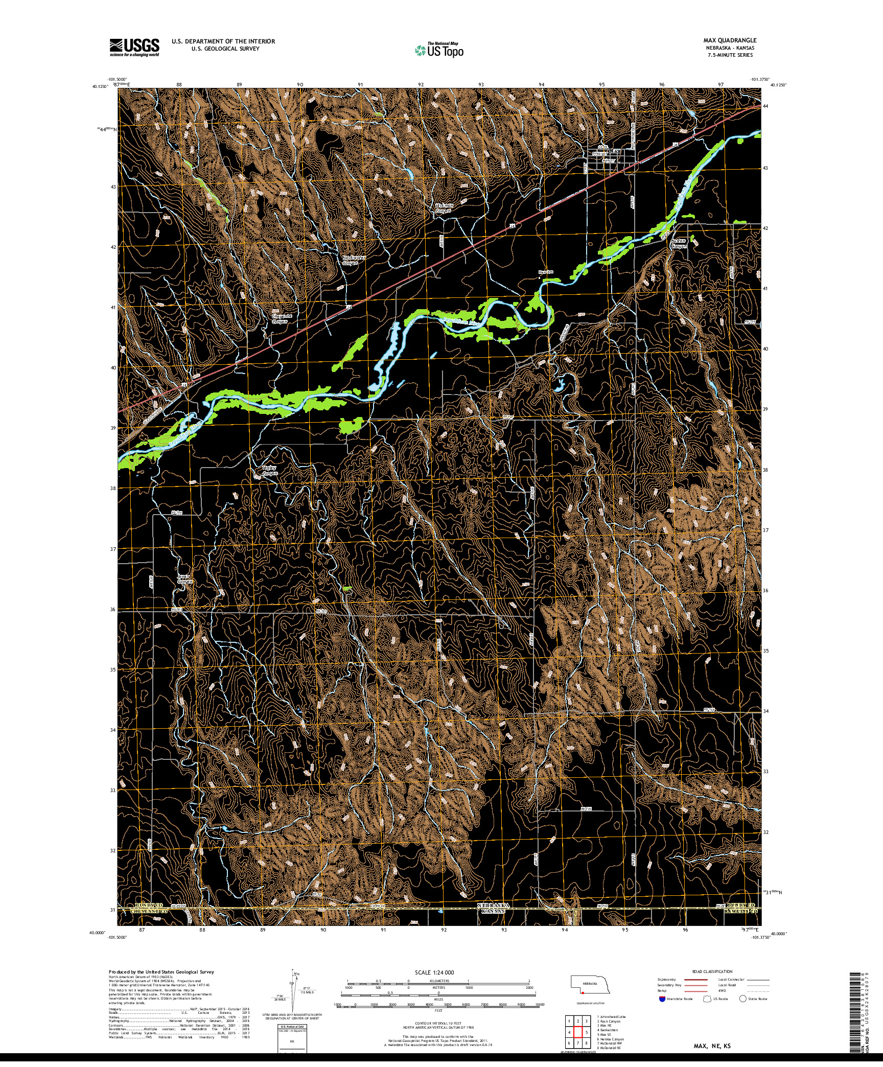 USGS US TOPO 7.5-MINUTE MAP FOR MAX, NE,KS 2017
