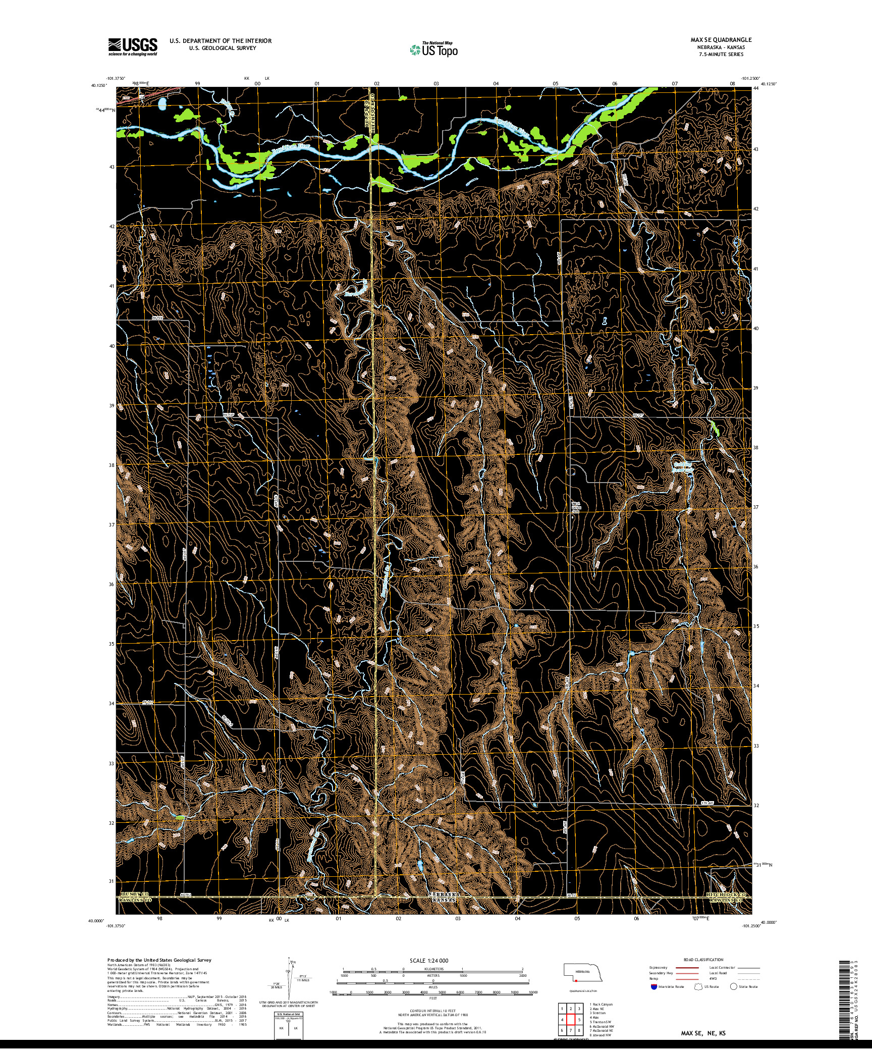 USGS US TOPO 7.5-MINUTE MAP FOR MAX SE, NE,KS 2017