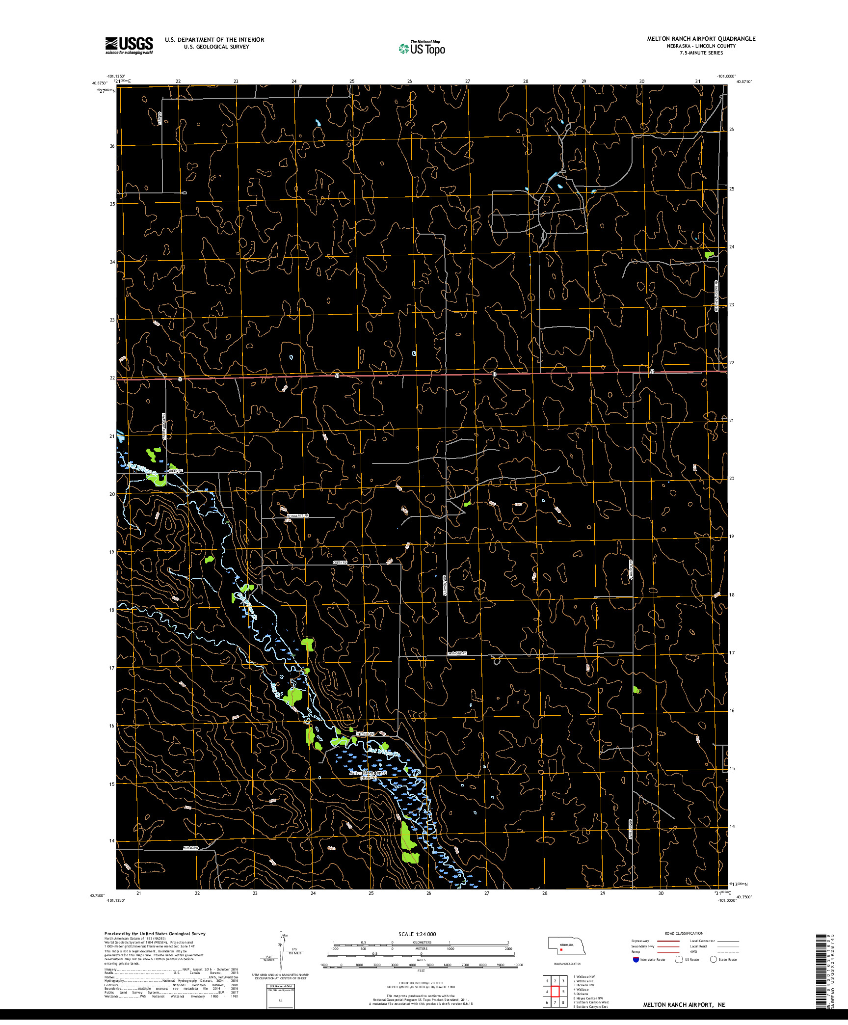 USGS US TOPO 7.5-MINUTE MAP FOR MELTON RANCH AIRPORT, NE 2017