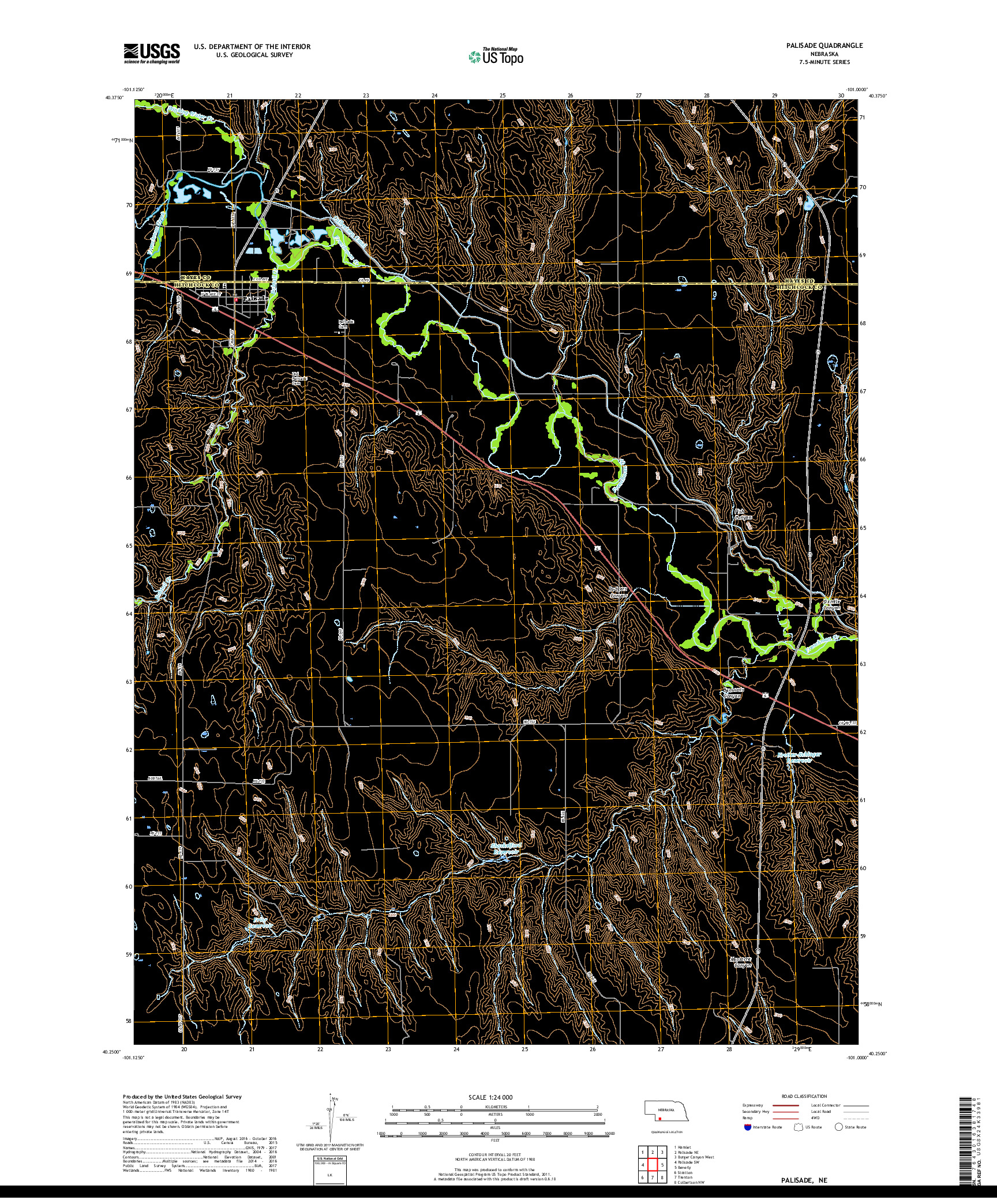 USGS US TOPO 7.5-MINUTE MAP FOR PALISADE, NE 2017