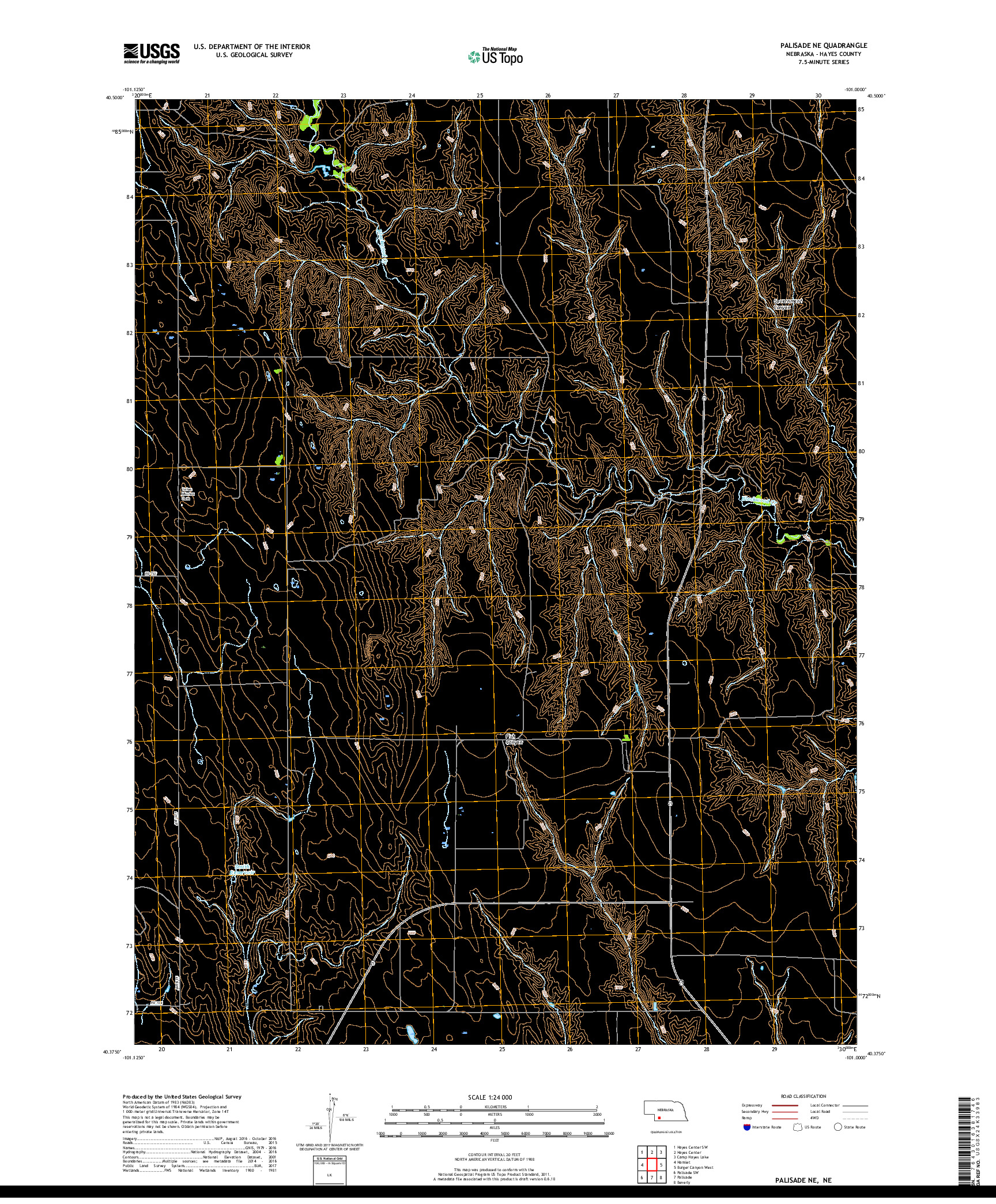 USGS US TOPO 7.5-MINUTE MAP FOR PALISADE NE, NE 2017
