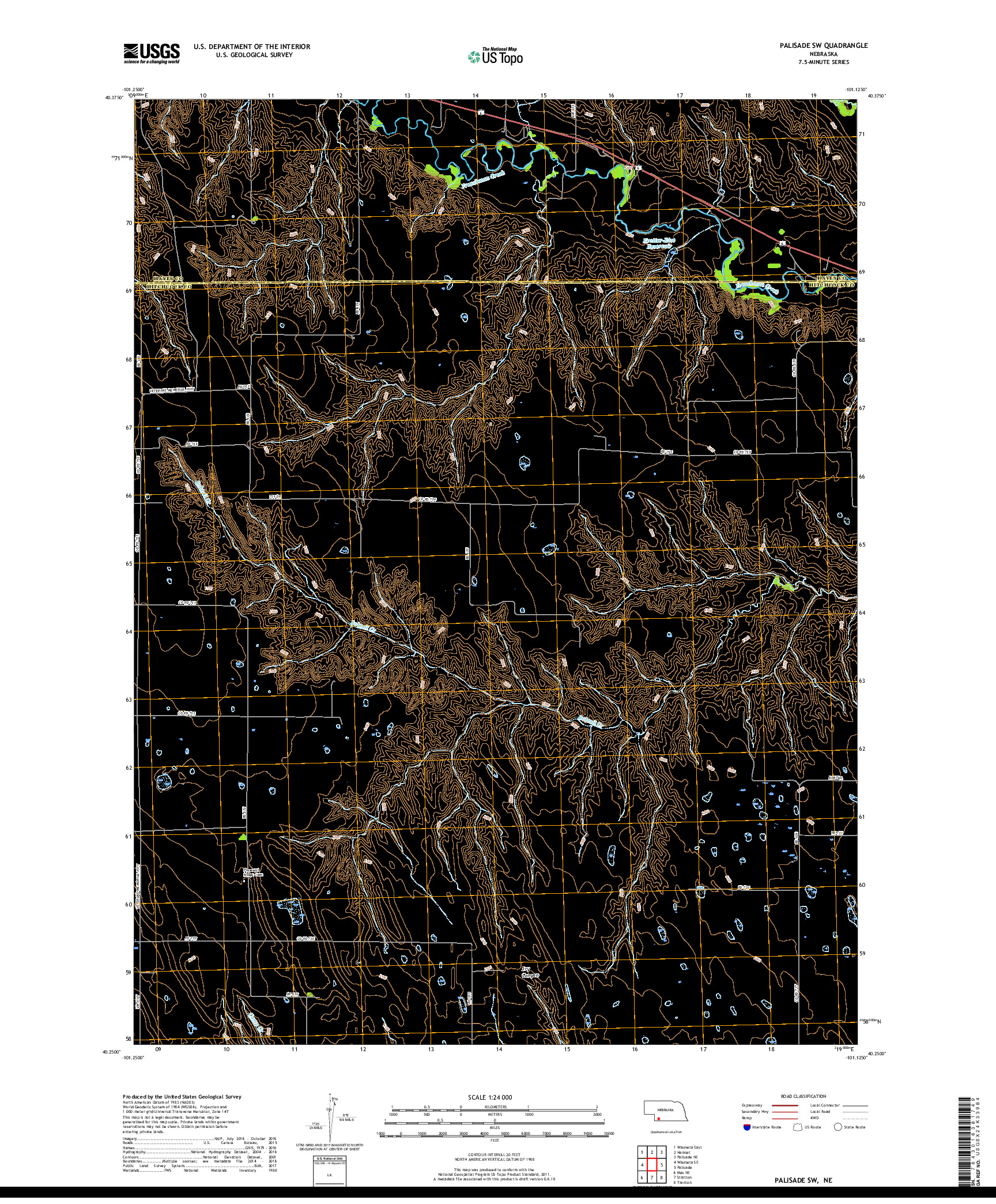 USGS US TOPO 7.5-MINUTE MAP FOR PALISADE SW, NE 2017
