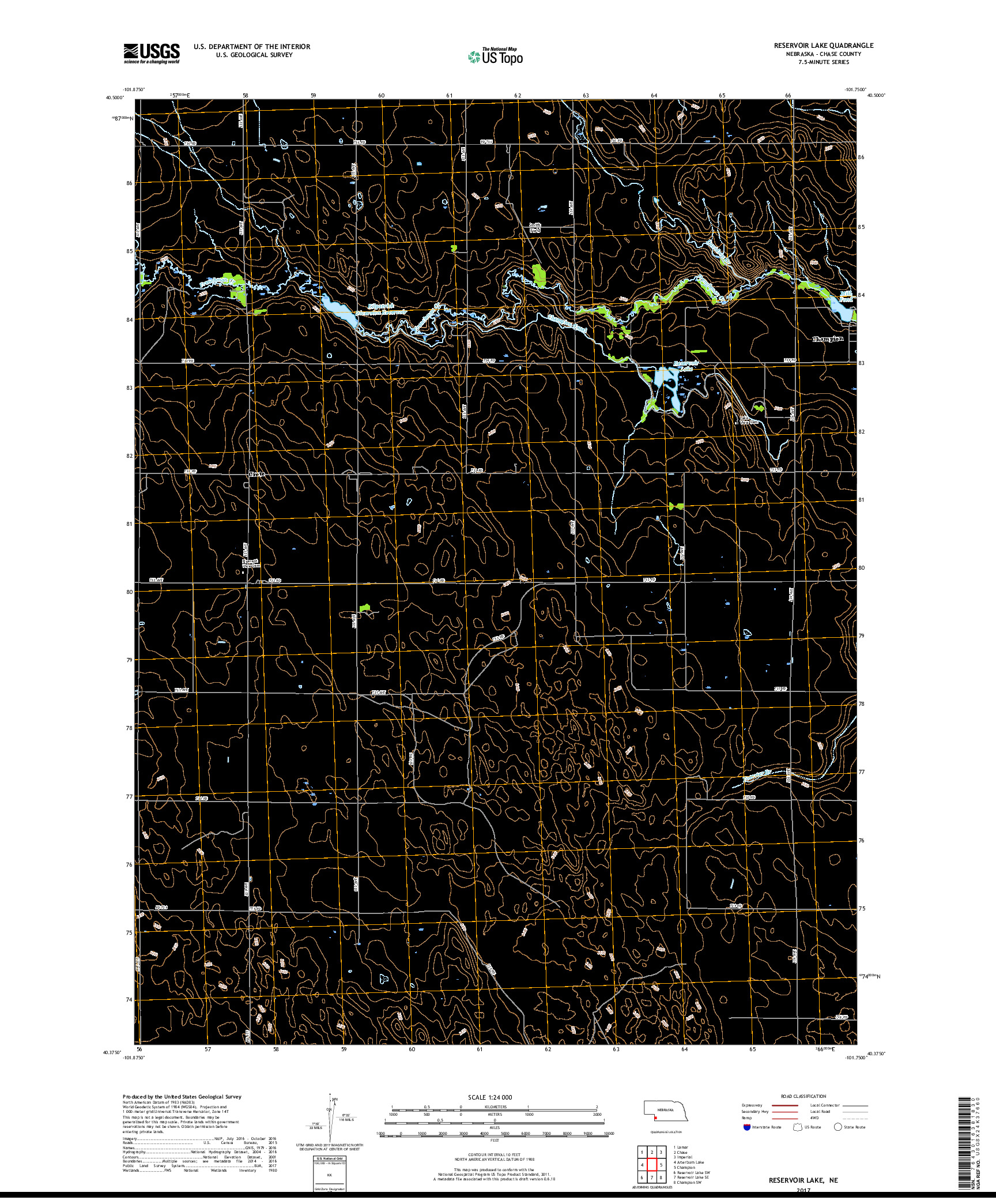 USGS US TOPO 7.5-MINUTE MAP FOR RESERVOIR LAKE, NE 2017