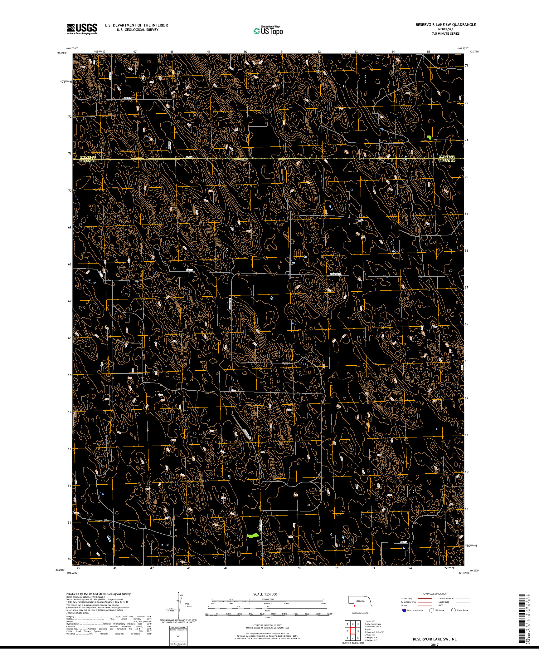 USGS US TOPO 7.5-MINUTE MAP FOR RESERVOIR LAKE SW, NE 2017