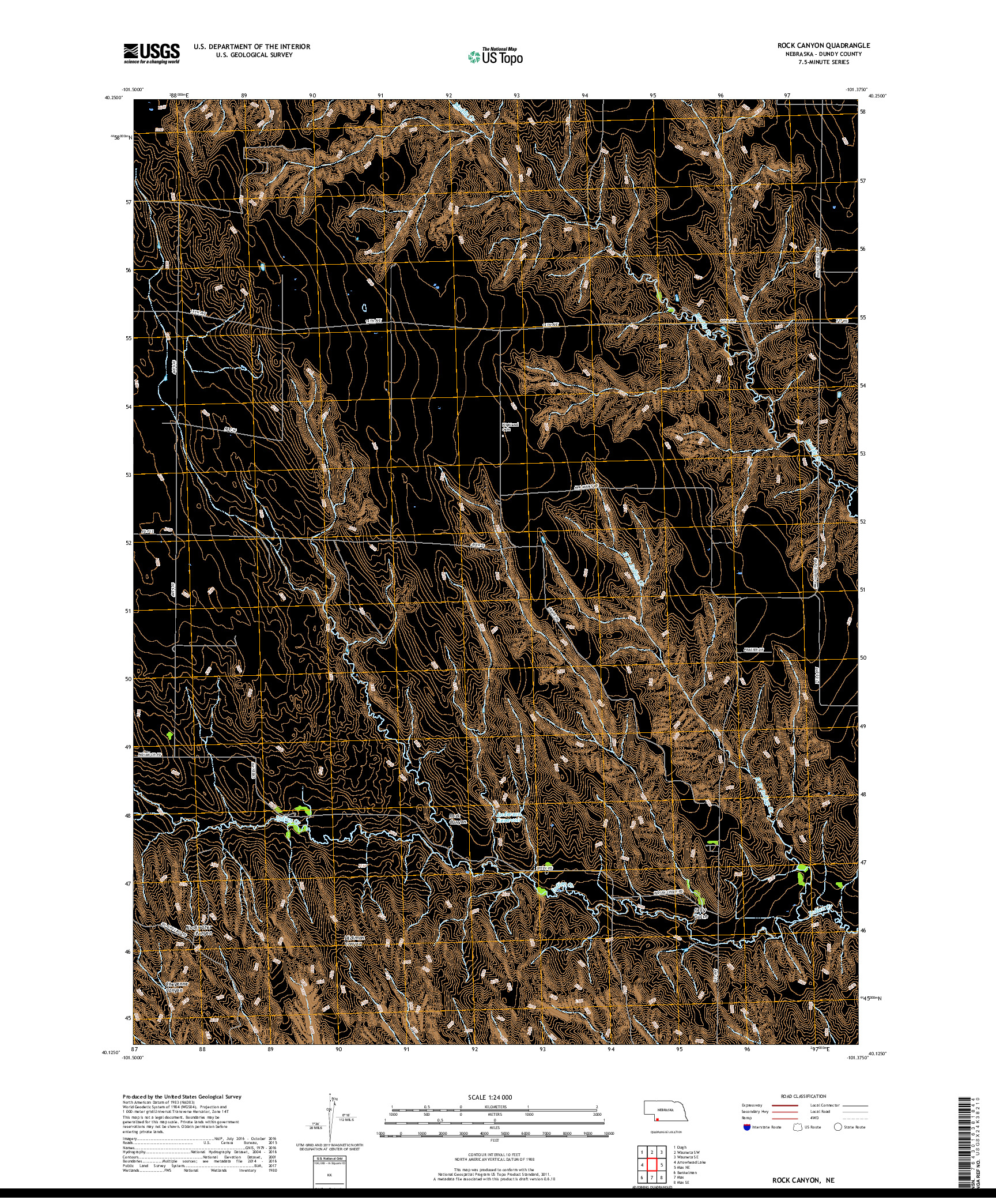 USGS US TOPO 7.5-MINUTE MAP FOR ROCK CANYON, NE 2017