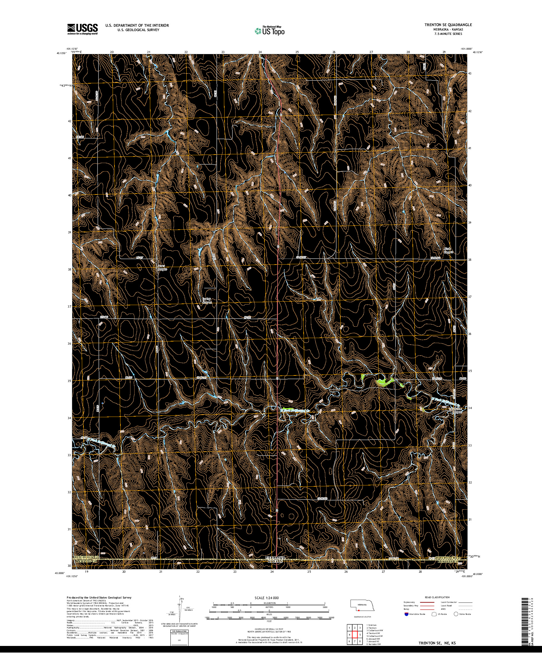 USGS US TOPO 7.5-MINUTE MAP FOR TRENTON SE, NE,KS 2017