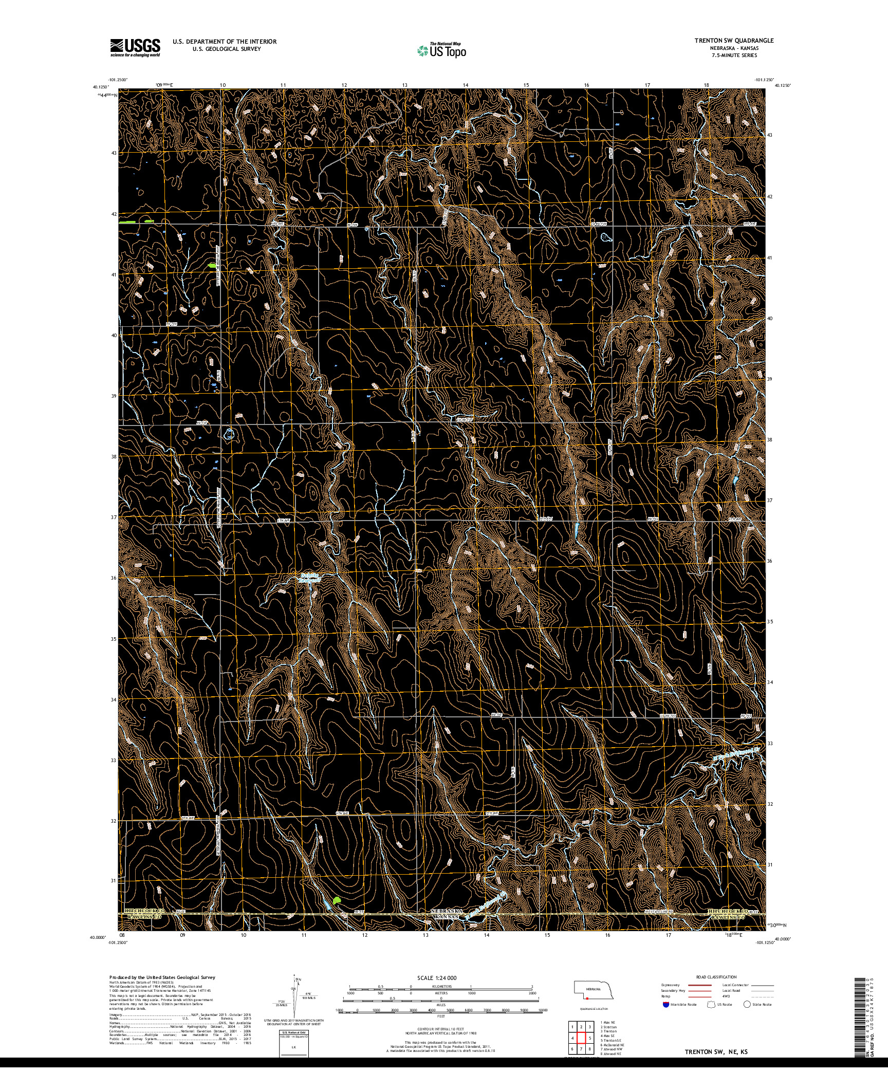USGS US TOPO 7.5-MINUTE MAP FOR TRENTON SW, NE,KS 2017